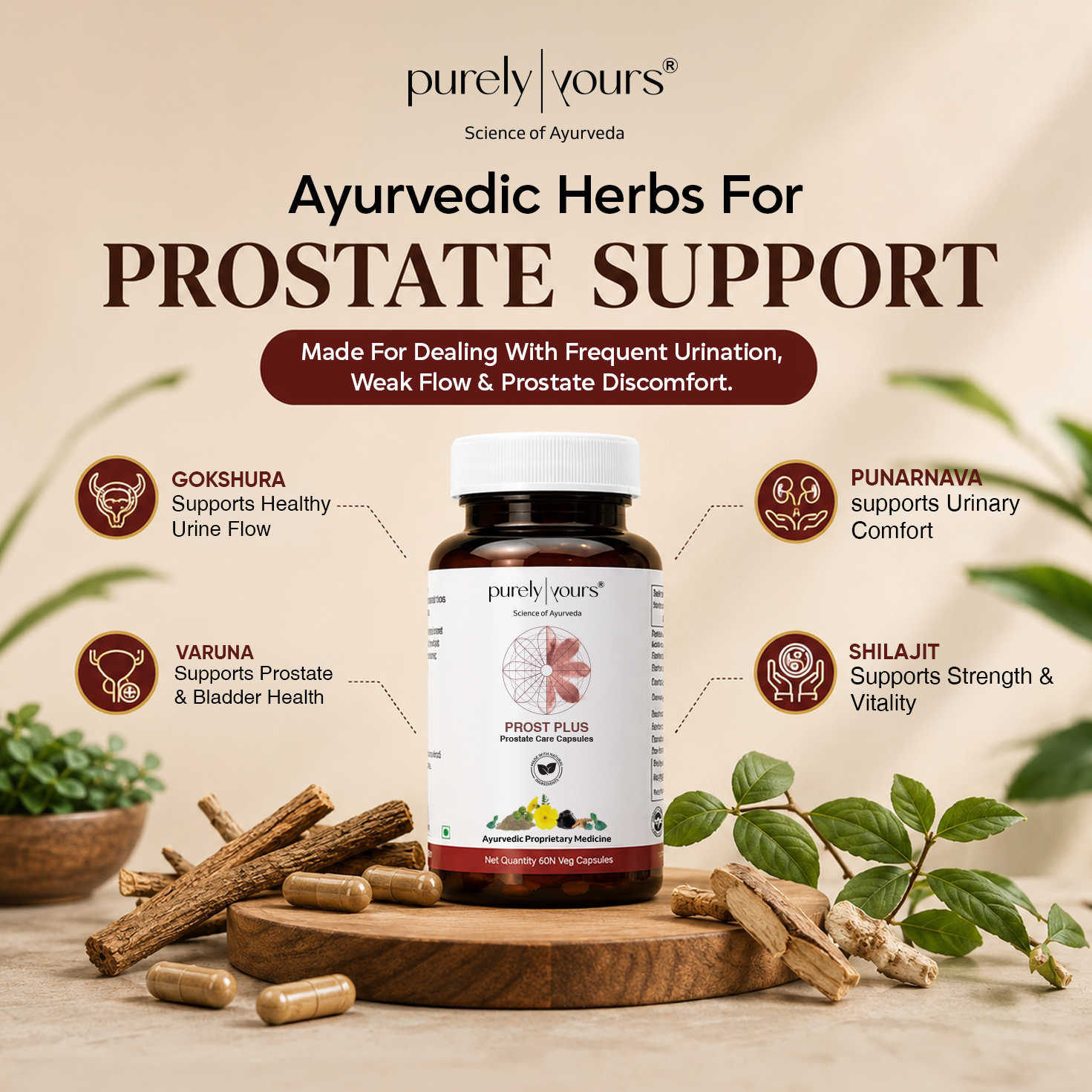 Purely Yours Ayurveda Facebook ad: Support Prostate Wellness Naturally