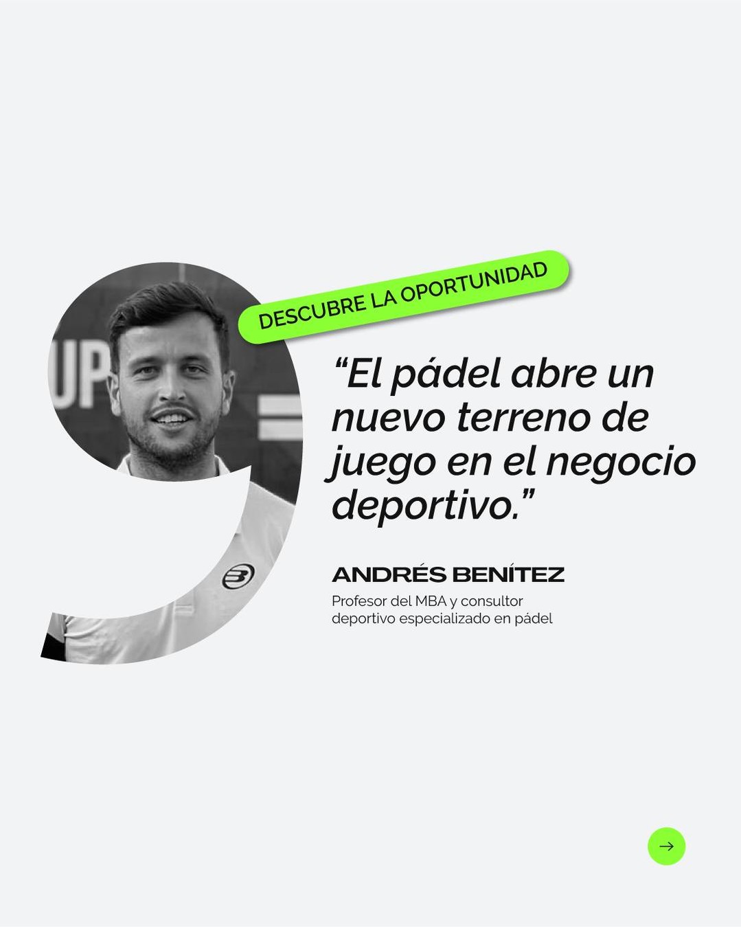 Unisport Management School Facebook ad: El pádel juega en otra liga.