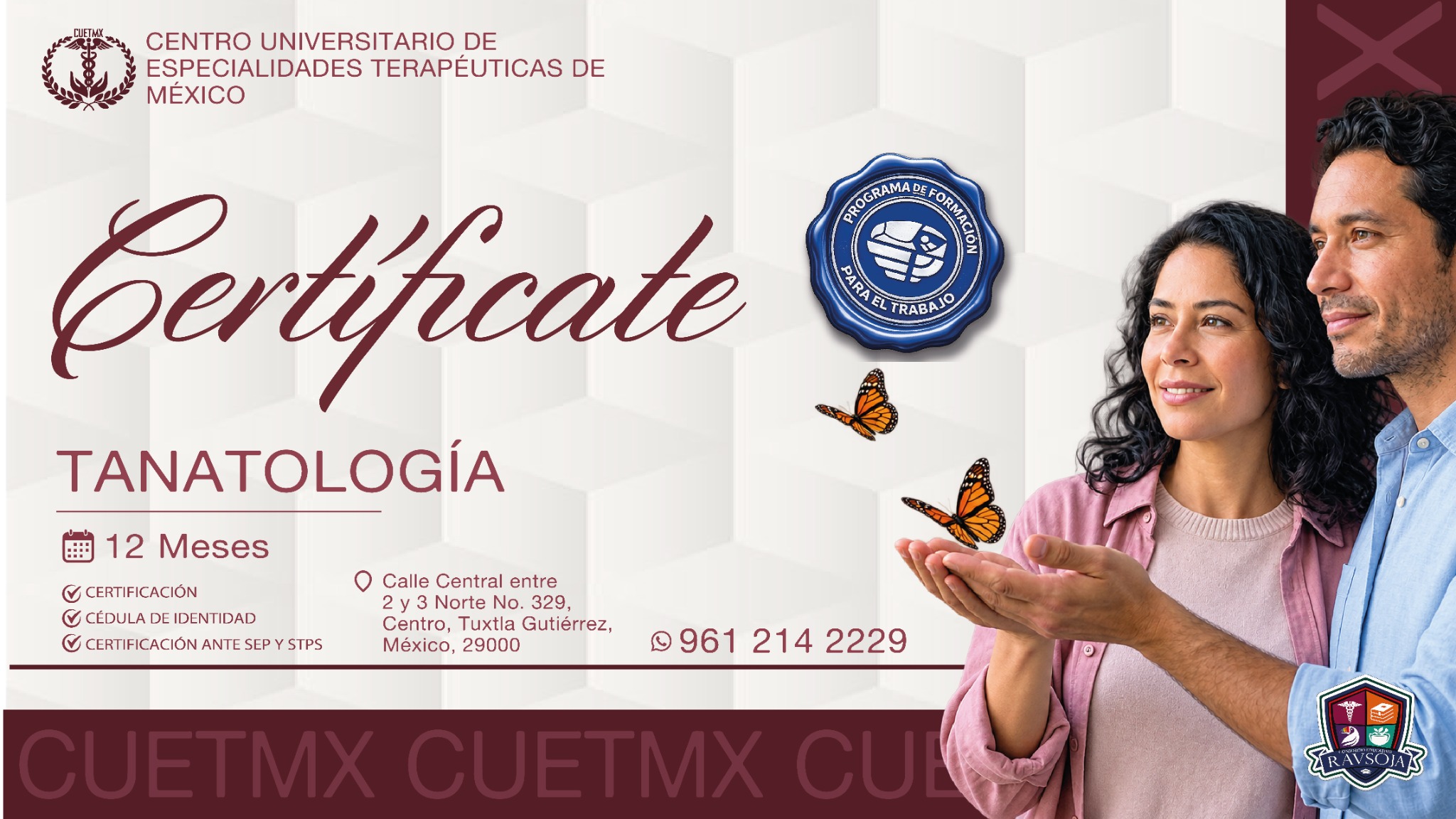 Centro Universitario de Especialidades Terapéuticas de México Facebook ad: Formación en Tanatología con enfoque integral