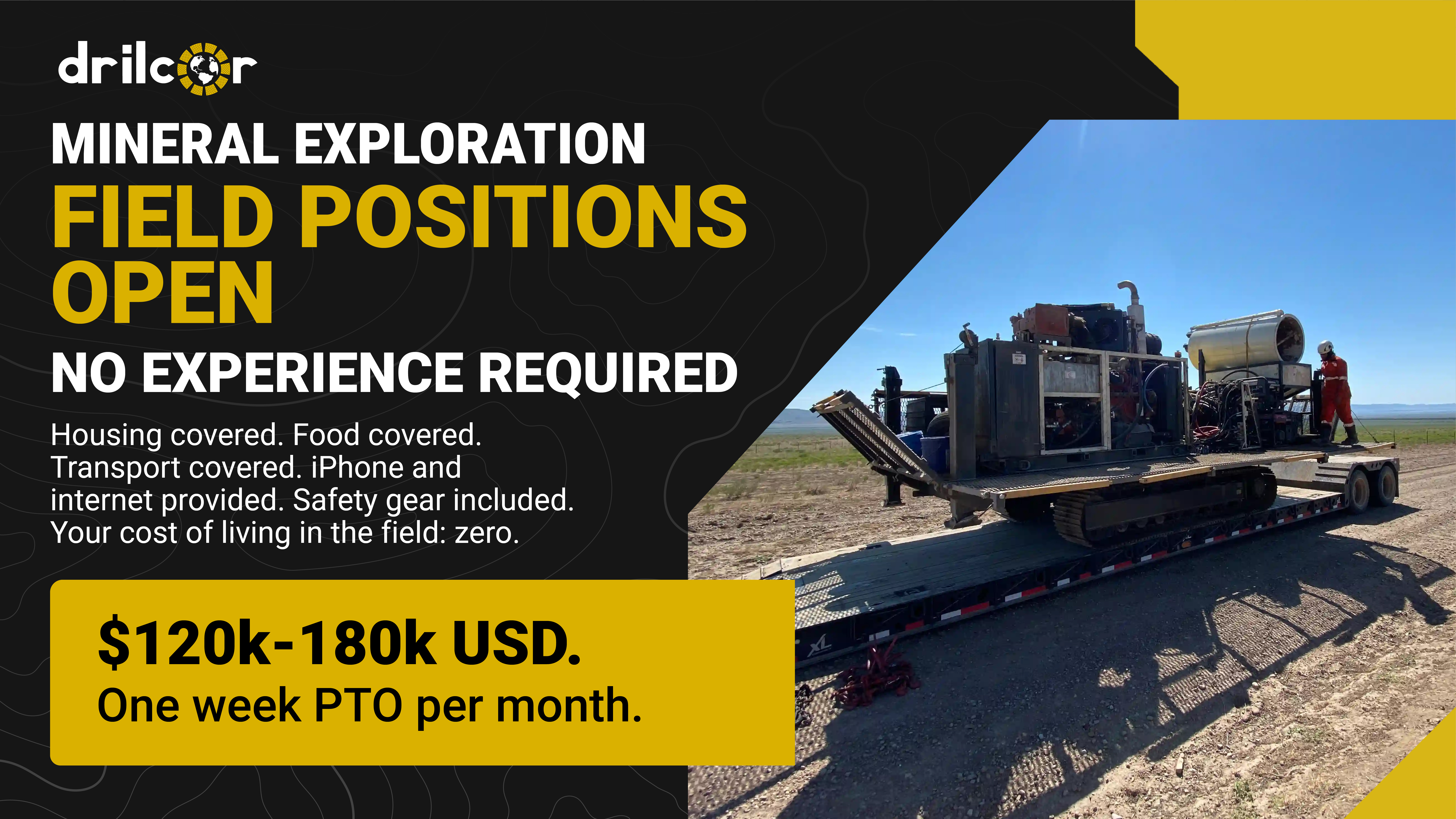Drilcor Facebook ad: Field positions open
