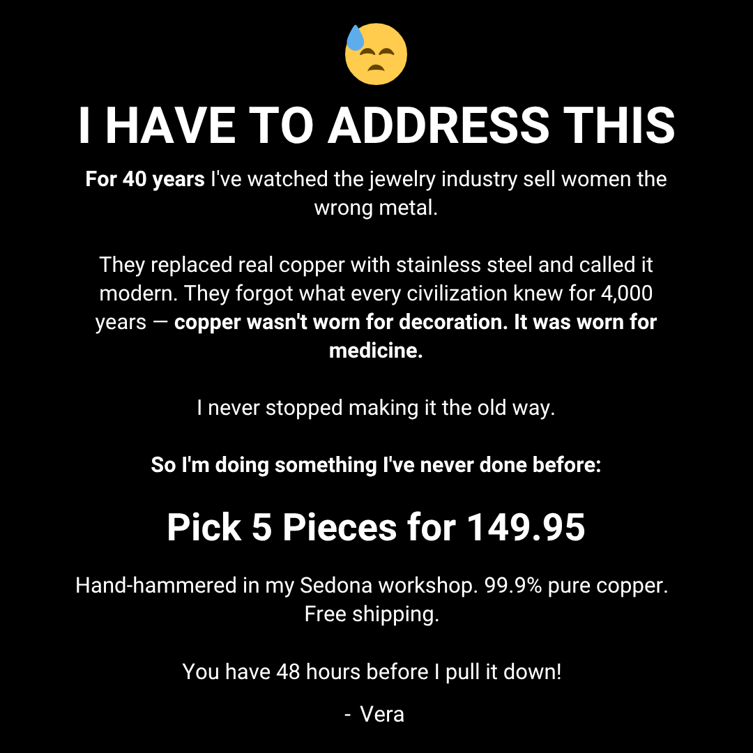 Vera’s Copper Jewelry Facebook ad