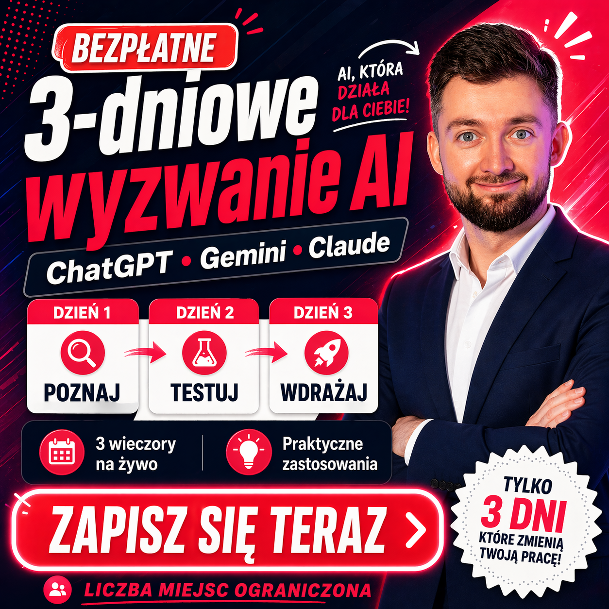 Krajowe Centrum Badań Sztucznej Inteligencji Facebook ad: Bezpłatne 3-dniowe wyzwanie AI
