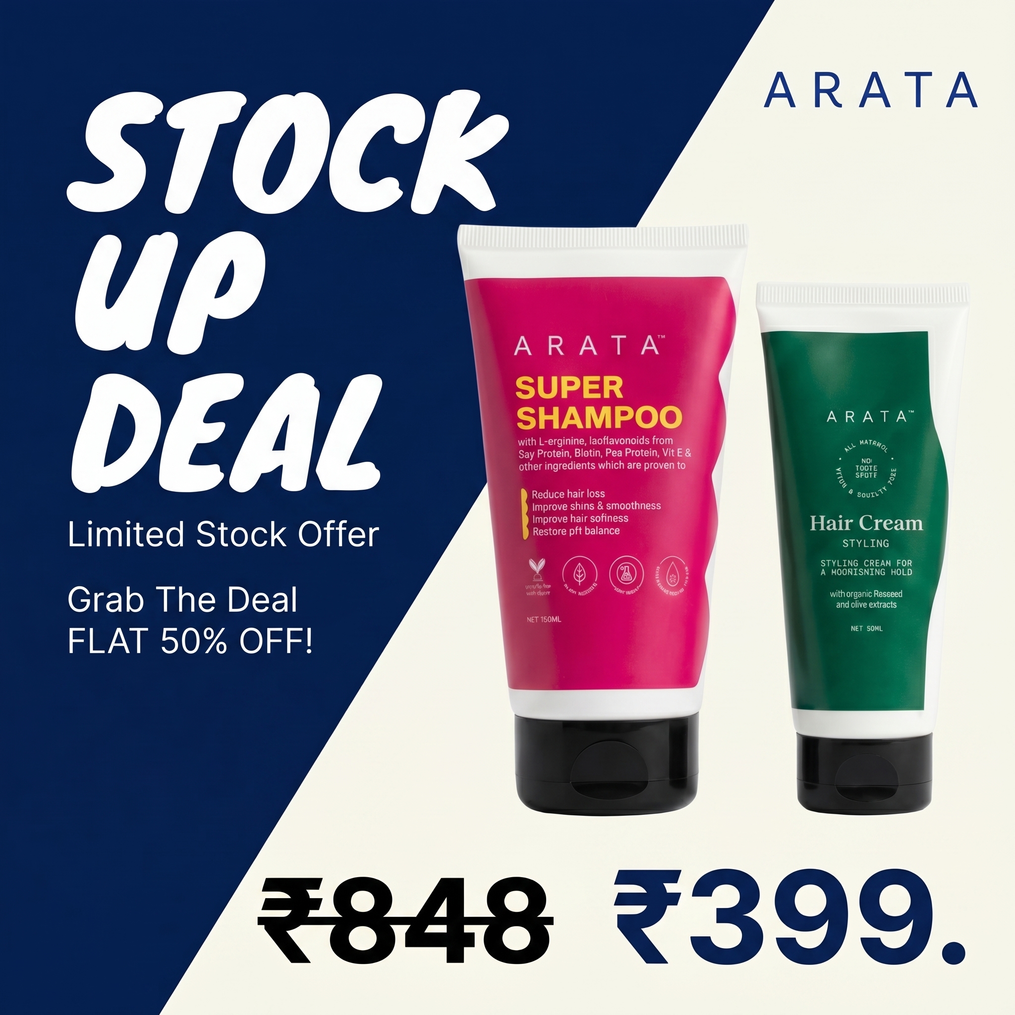 Arata Clearance Sale Facebook ad: Grab the Combo at ₹399
