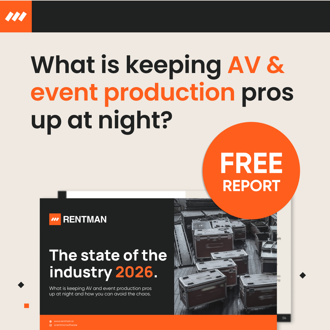 Rentman Rental Software Facebook ad: Download for free.
