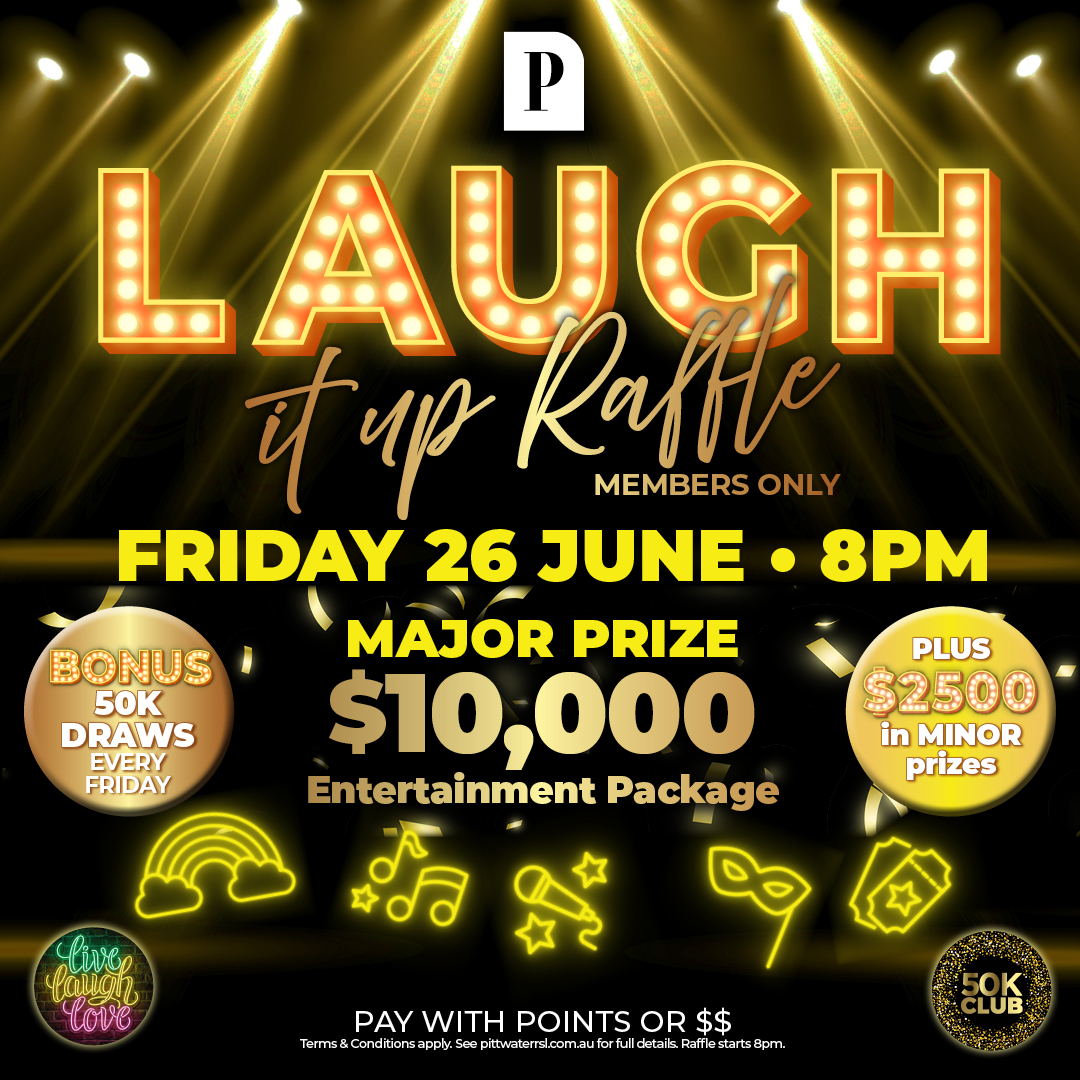 Pittwater RSL Facebook ad: Win big with our LIVE.