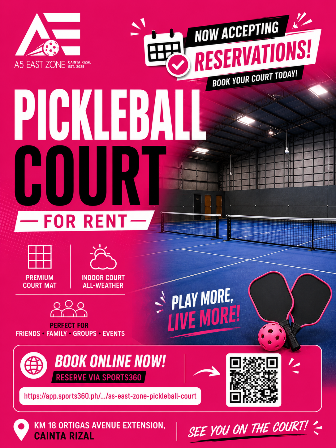 A's East Zone Pickleball Court Facebook ad: A'S EAST ZONE PICKLEBALL COURT is now available…