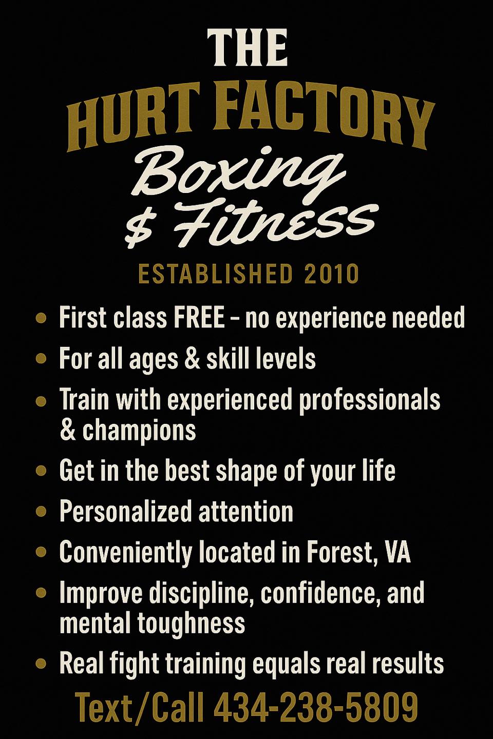 The Hurt Factory Boxing & Fitness Facebook ad: First session FREE, Let us show you the…