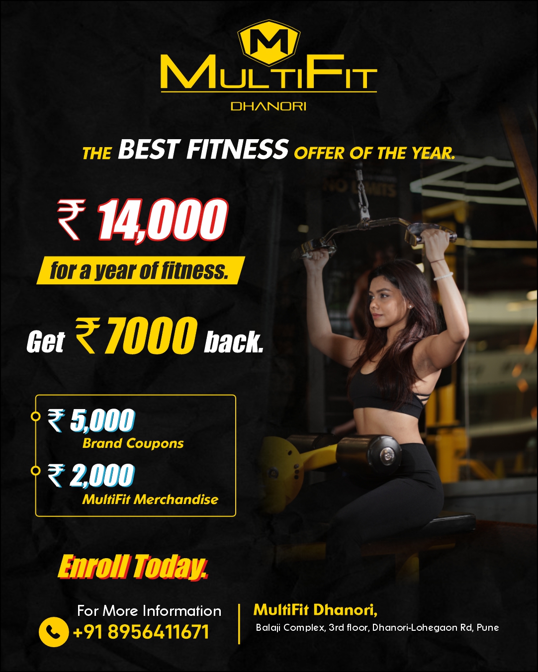 MultiFit Facebook ad: ₹14,000 for 365 Days + ₹7,000 Back!