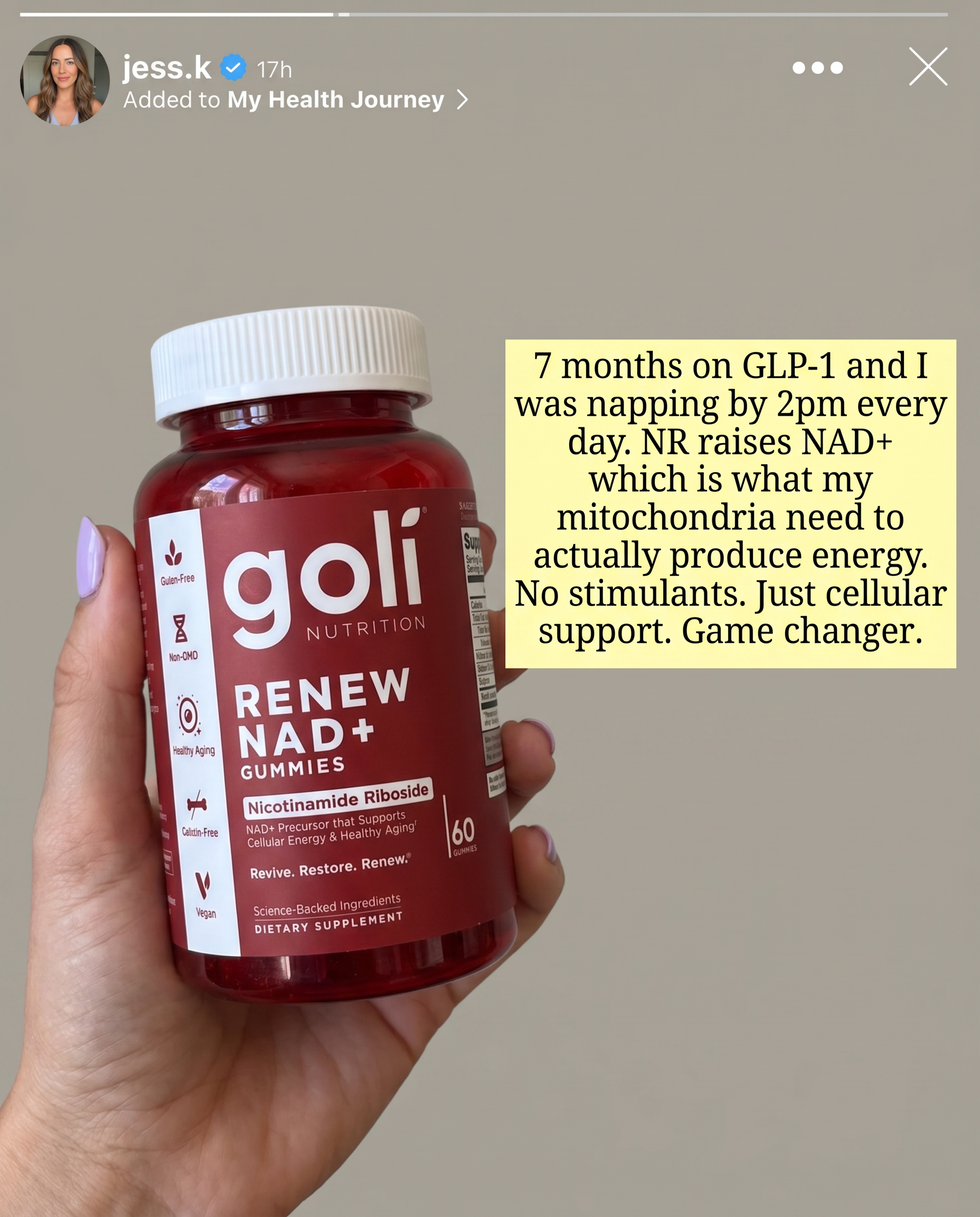 Goli Facebook ad: On a GLP-1 and Running on Empty?