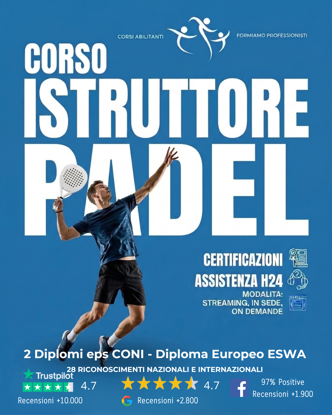 Accademia Italiana Nuoto & Salvamento Facebook ad: Lavora Subito nel Padel: Ottieni 2 Diplomi EPS CONI