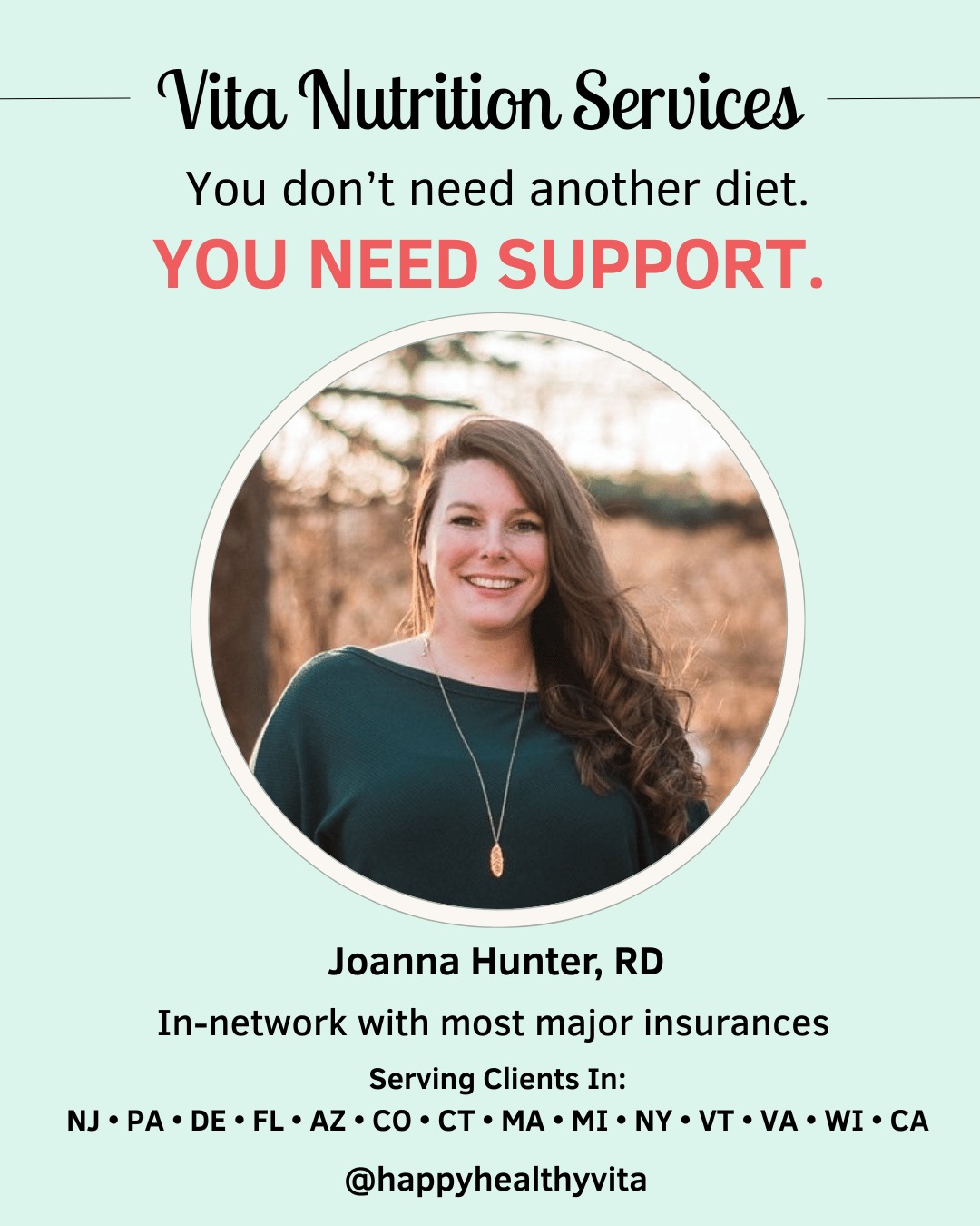 Vita Nutrition Services Facebook ad: You don’t need another diet.