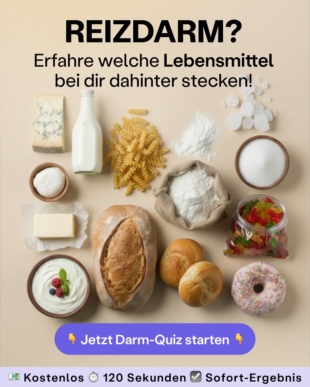 Fairment Facebook ad: Dein Test gegen Bauchprobleme