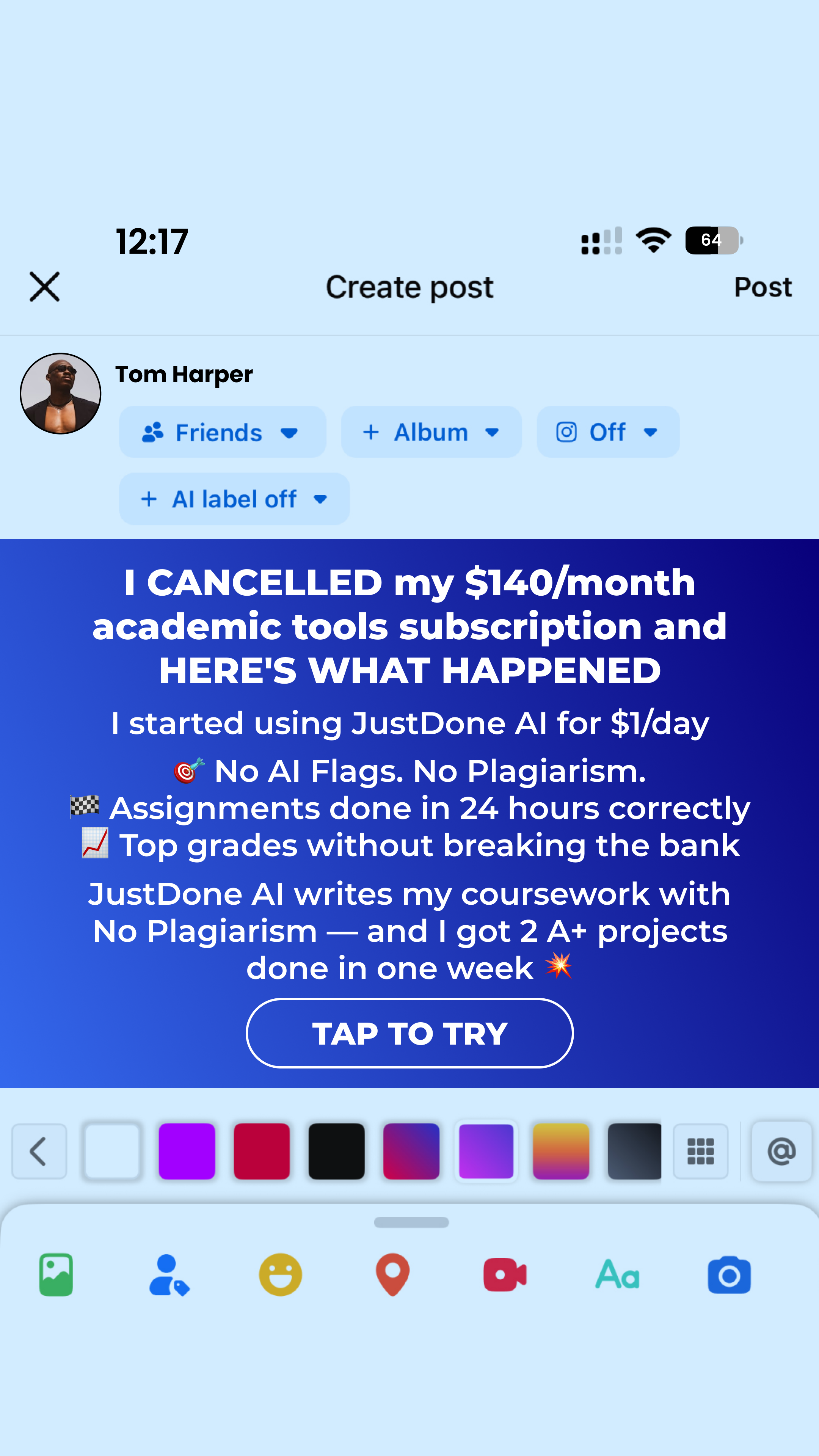 JustDone Facebook ad