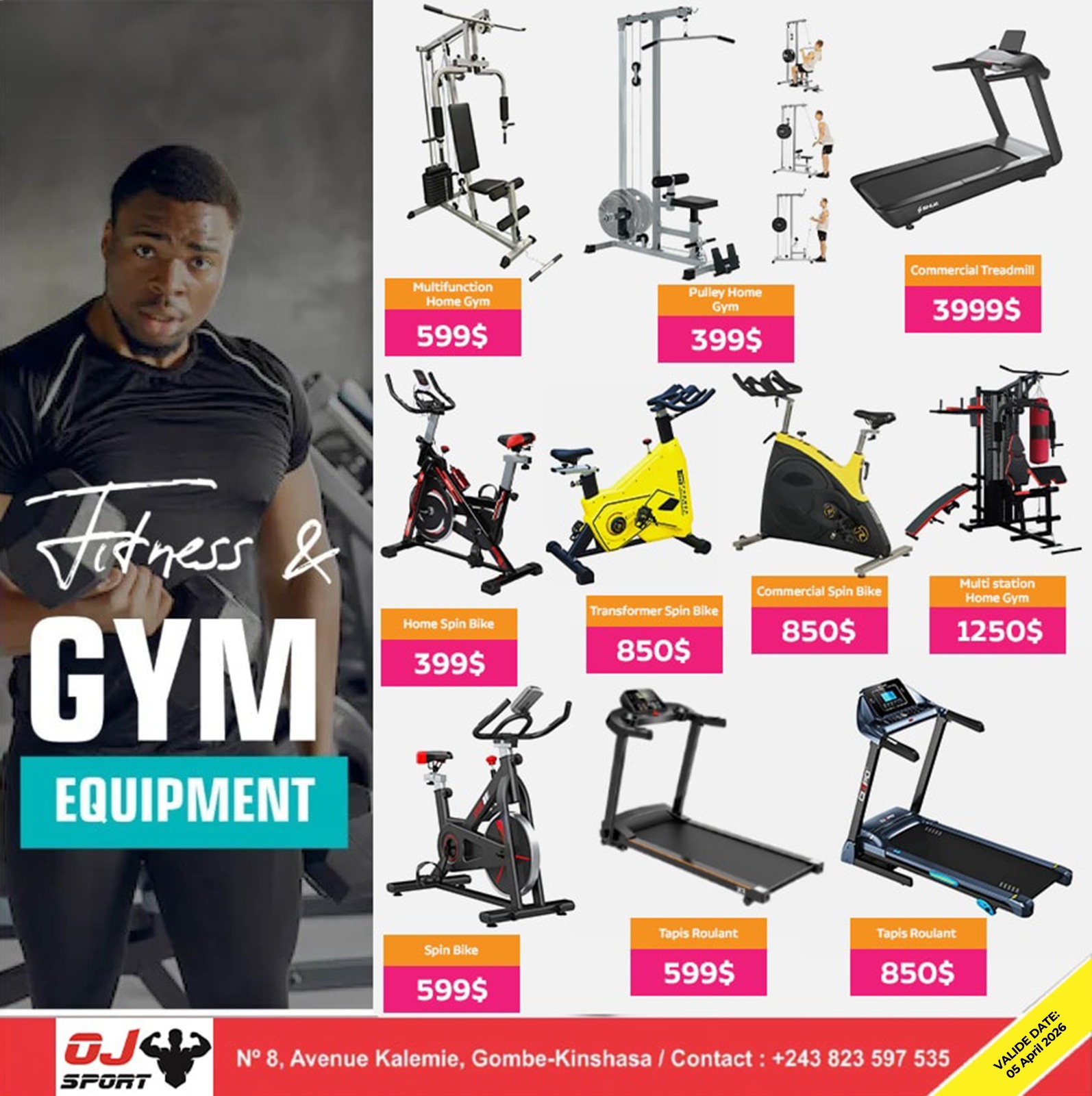 OJ Sport Facebook ad: ÉQUIPEMENT DE FITNESS CHEZ OJ SPORT