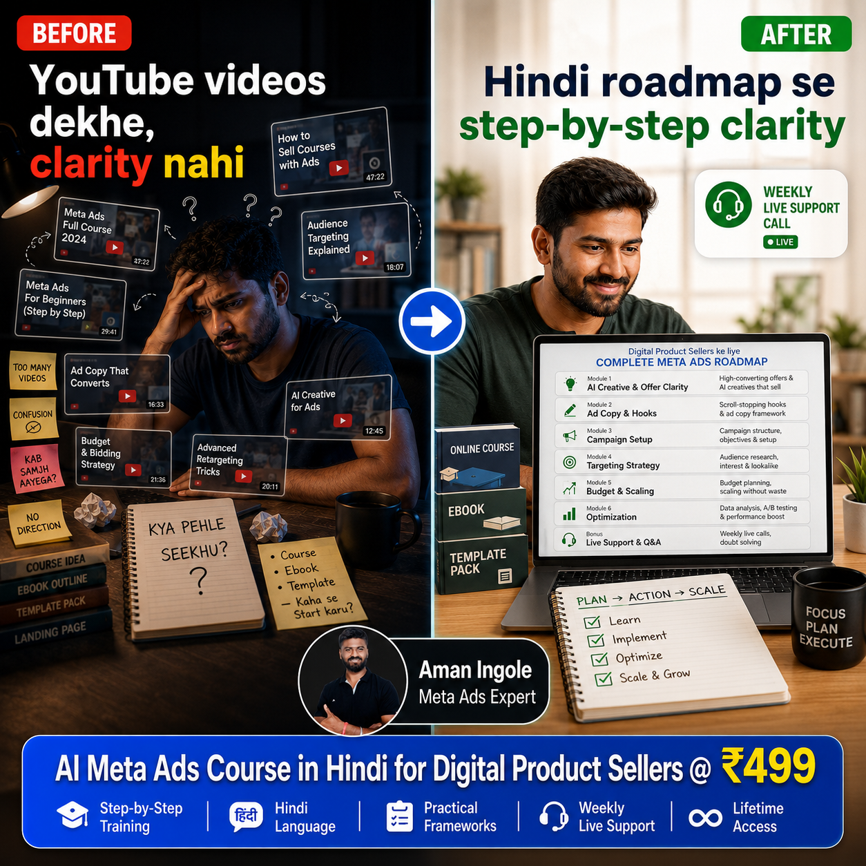 Learnopedia Academy Facebook ad: AI Meta Ads Course @ ₹499