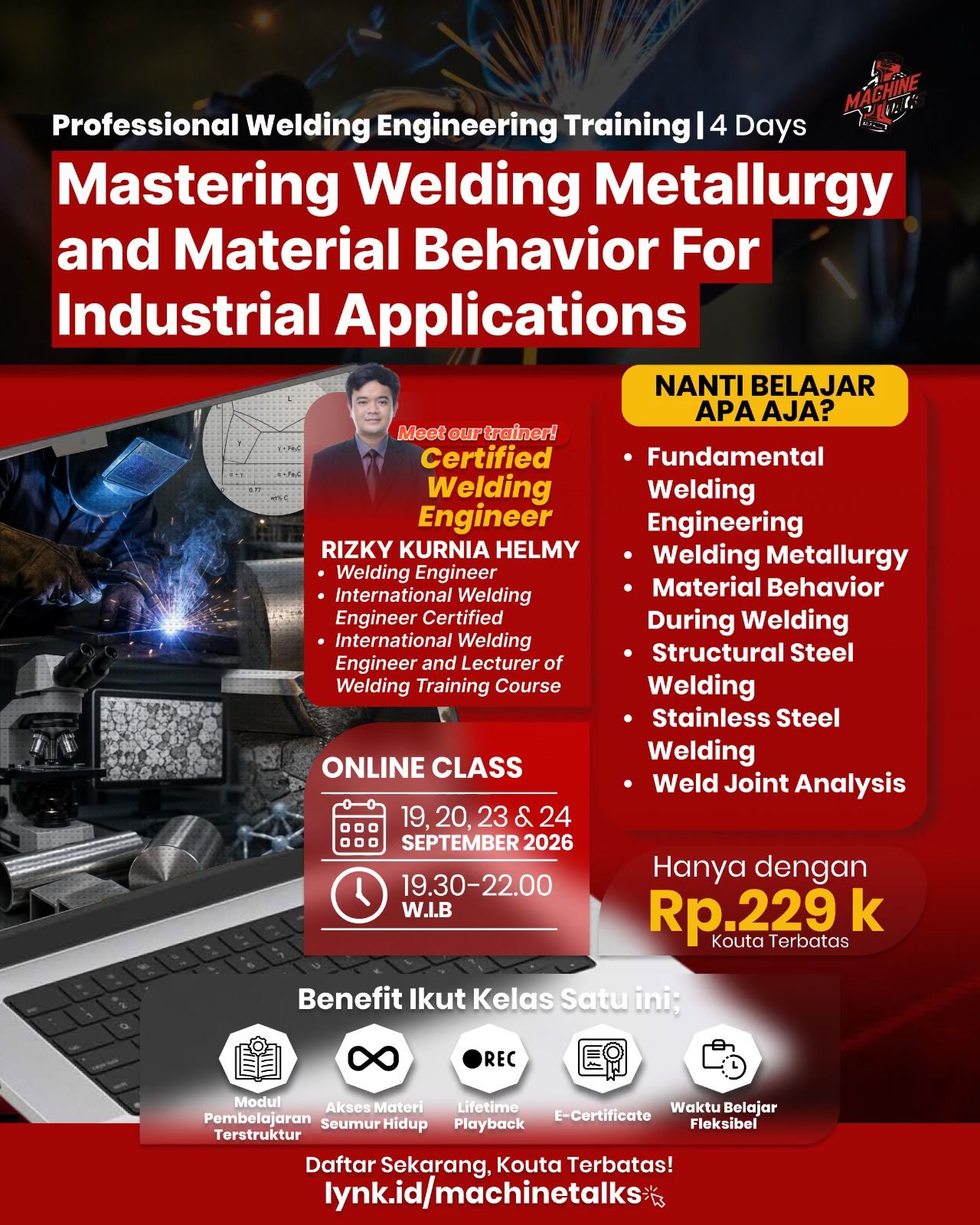 machinetalks.id Facebook ad: Stop Trial-Error! Pahami Metalurgi Las agar Sambungan…