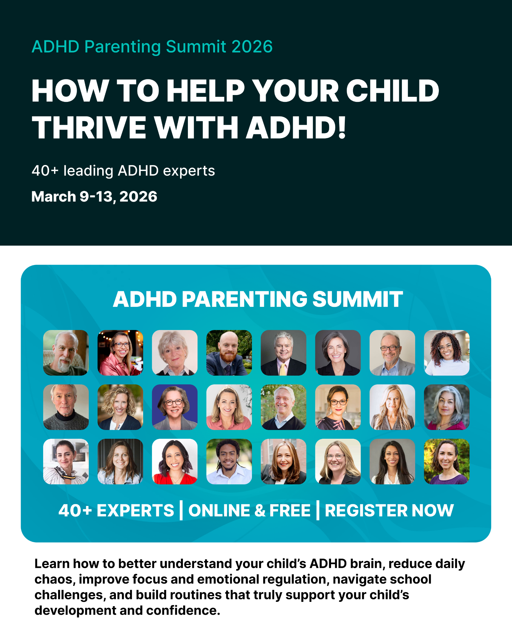 ADHD Parenting Facebook ad: FREE ADHD Parenting Summit