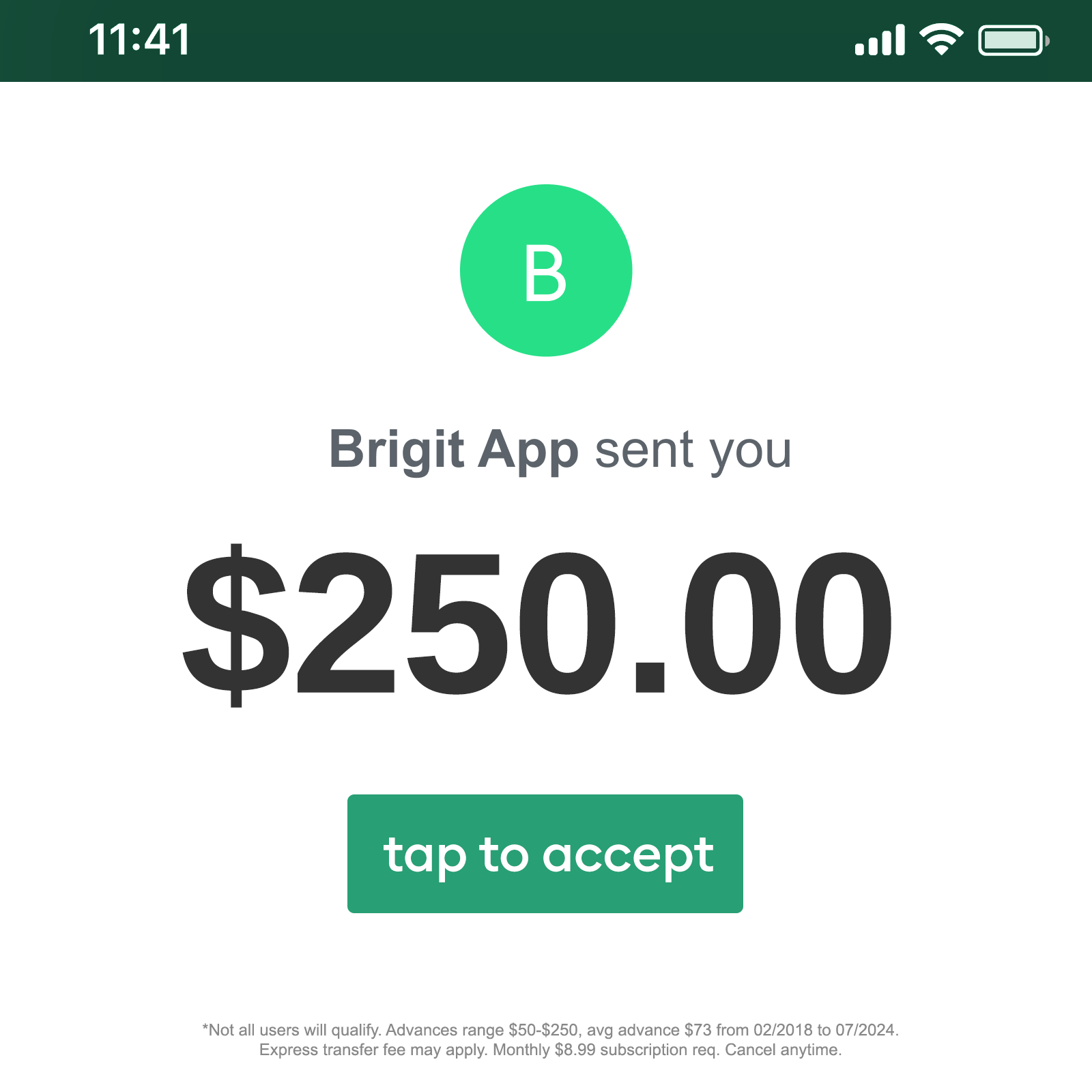Brigit Facebook ad
