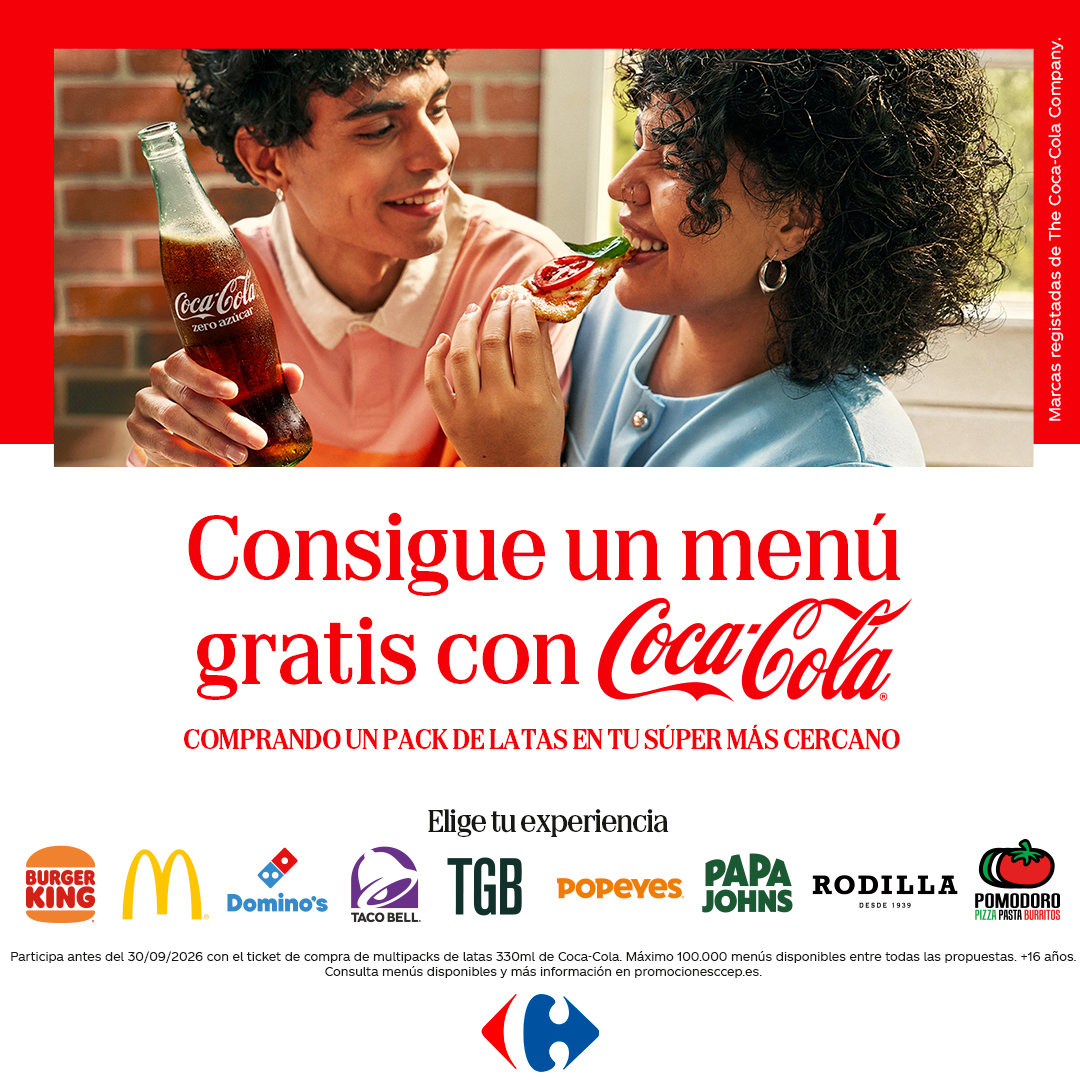 Carrefour Facebook ad: Consigue un menú gratis.
