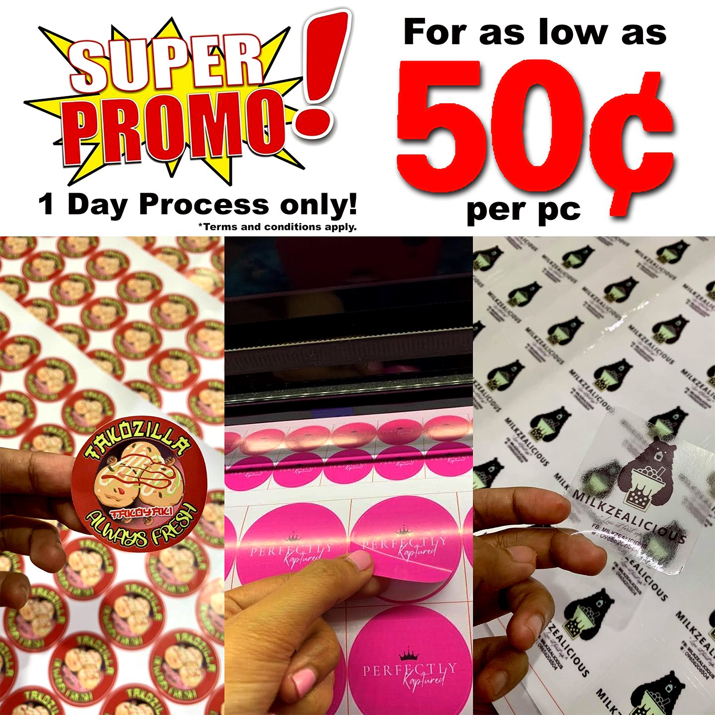 Perfectly Kaptured Inc. Facebook ad: Are you looking for Vinyl sticker labels?