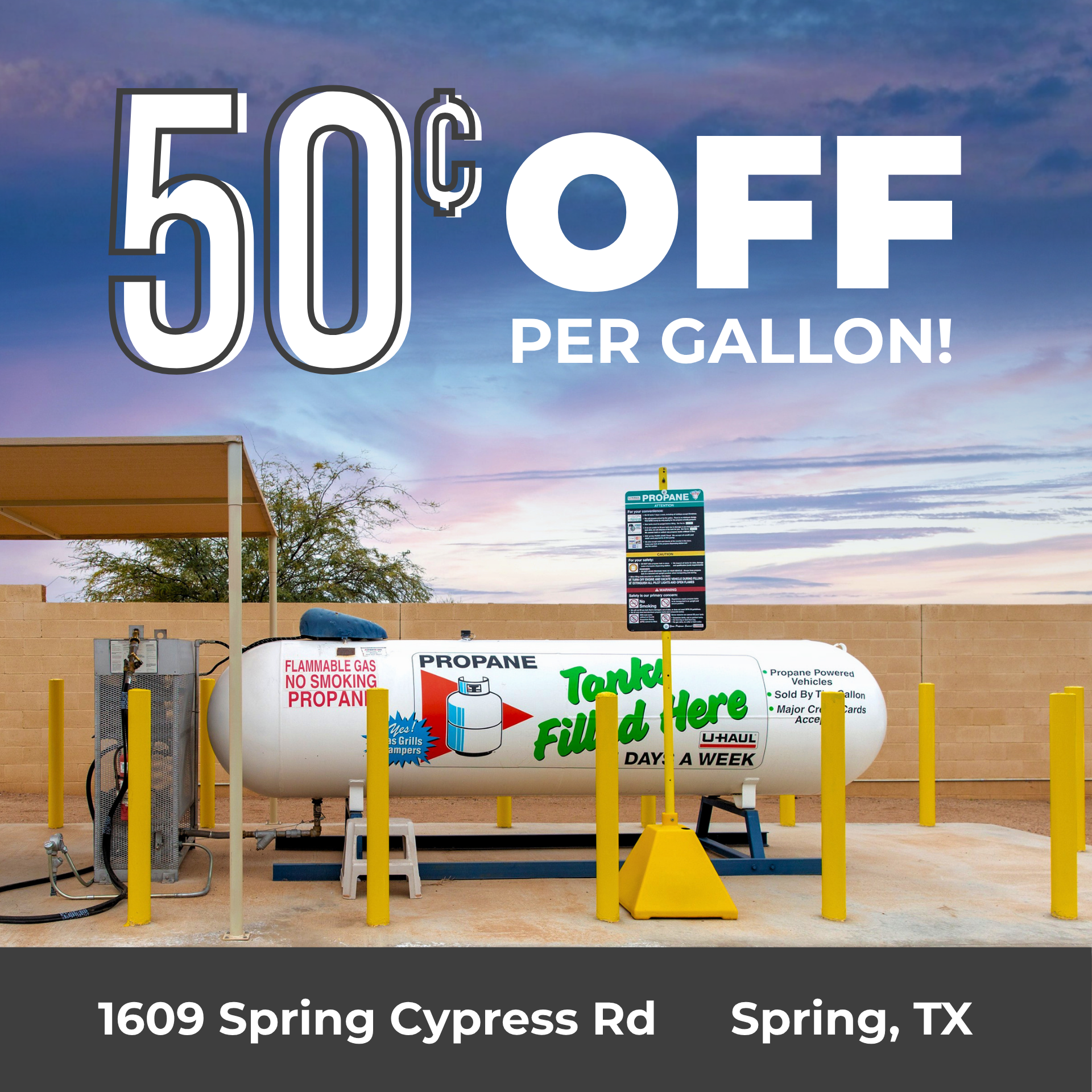 U-Haul Propane Facebook ad: Get 50 Cents Off Per Gallon of Propane!