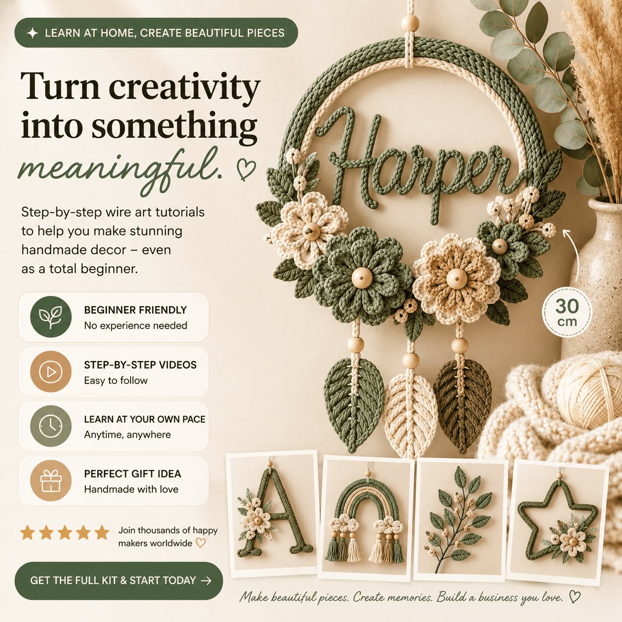 Digital home Crafts Facebook ad: Create at home in 30 minutes