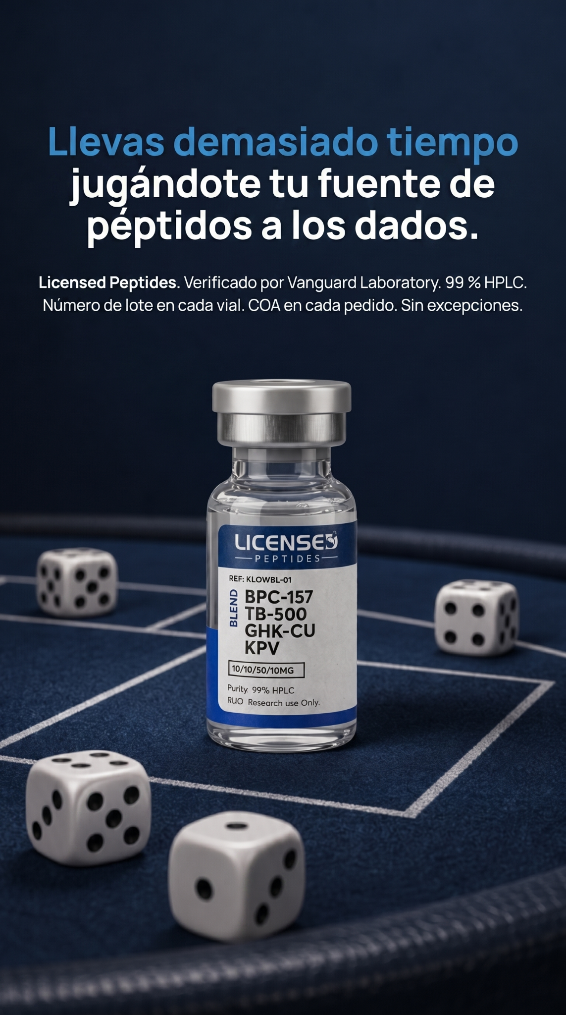 Licensedpeptides.com Facebook ad: OFERTA 2 POR 1, POR TIEMPO LIMITADO