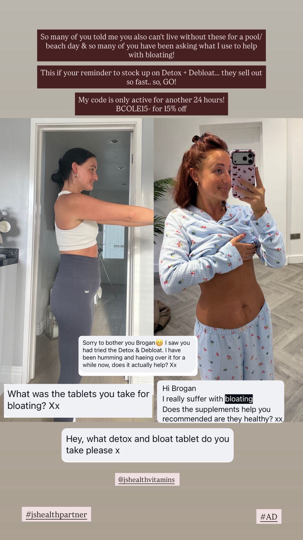 JSHealth Vitamins Facebook ad: If you suffer with bloating (as I know soo many of you do…