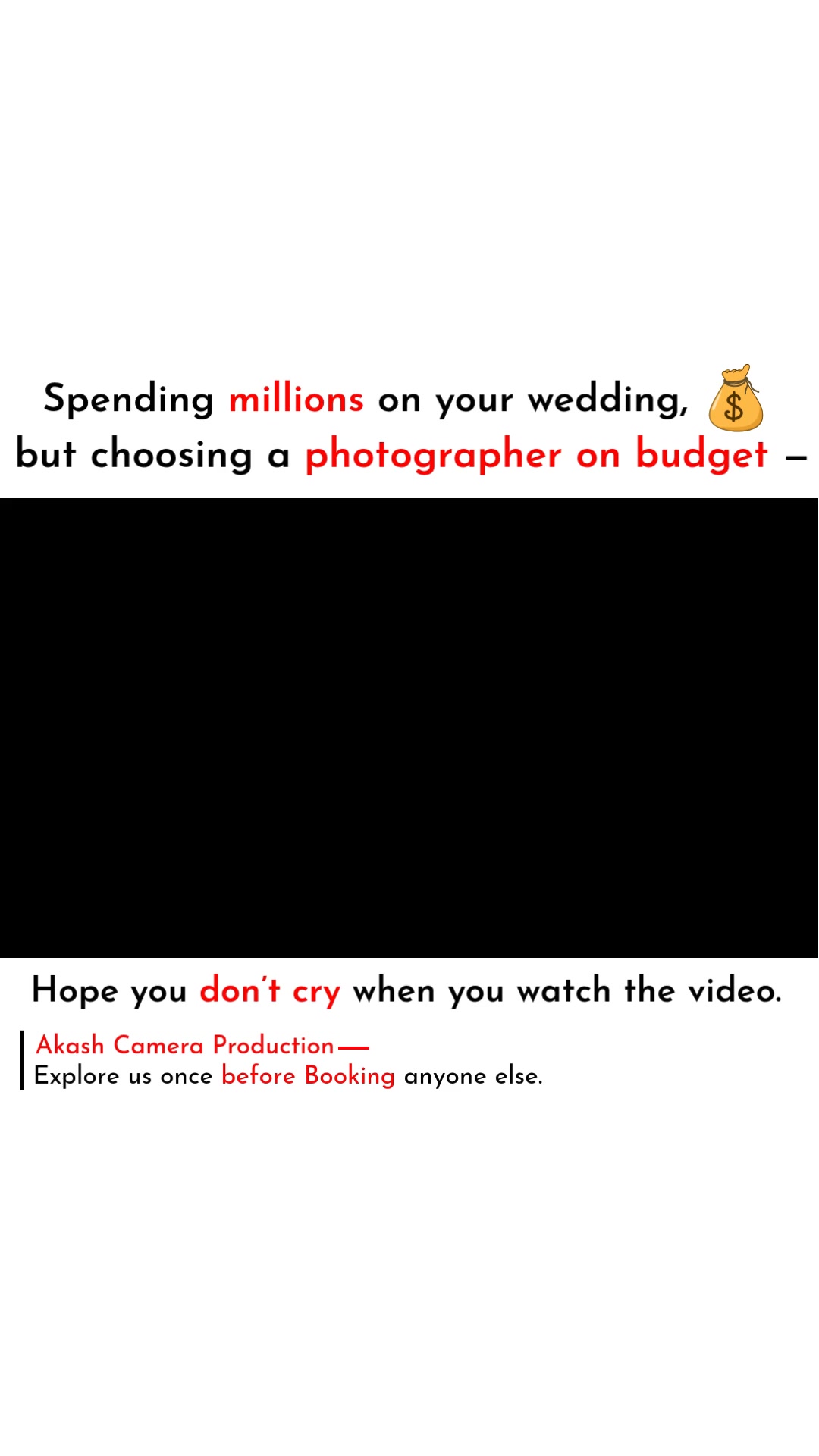 Akash Camera Production Facebook ad: Thoughtful wedding photography for refined celebrations.