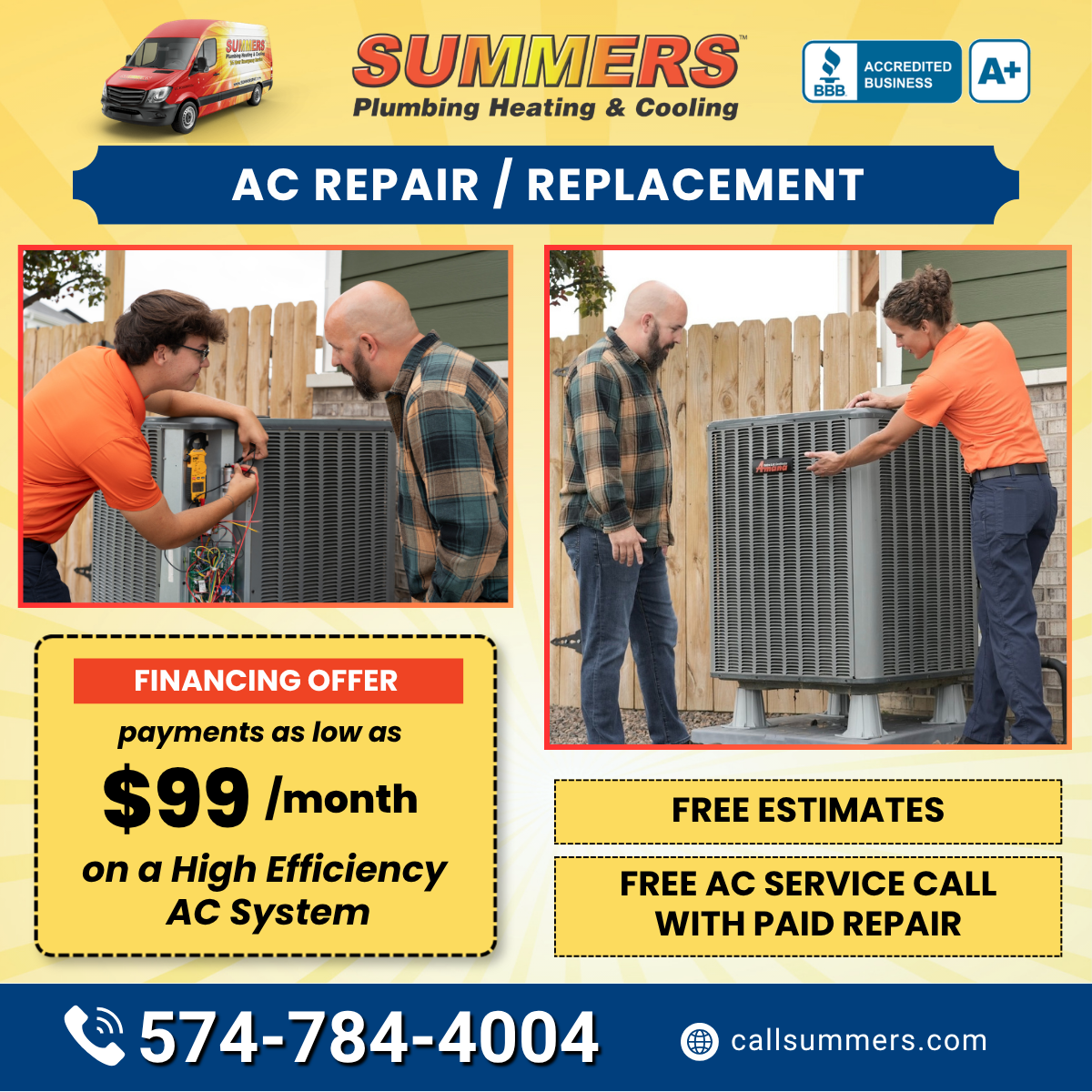 Summers Plumbing Heating & Cooling of Elkhart Facebook ad from Jun 8, 2026