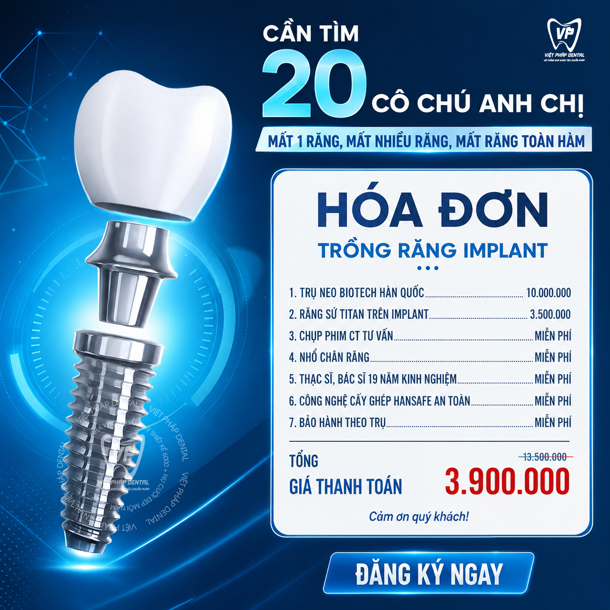 Phòng Khám Chuyên Khoa Răng Hàm Mặt Việt Pháp Dental Hà Tĩnh Facebook ad: Đặt Biệt:NHA KHOA VIỆT PHÁP hỗ trợ khách hàng có BHYT mang…