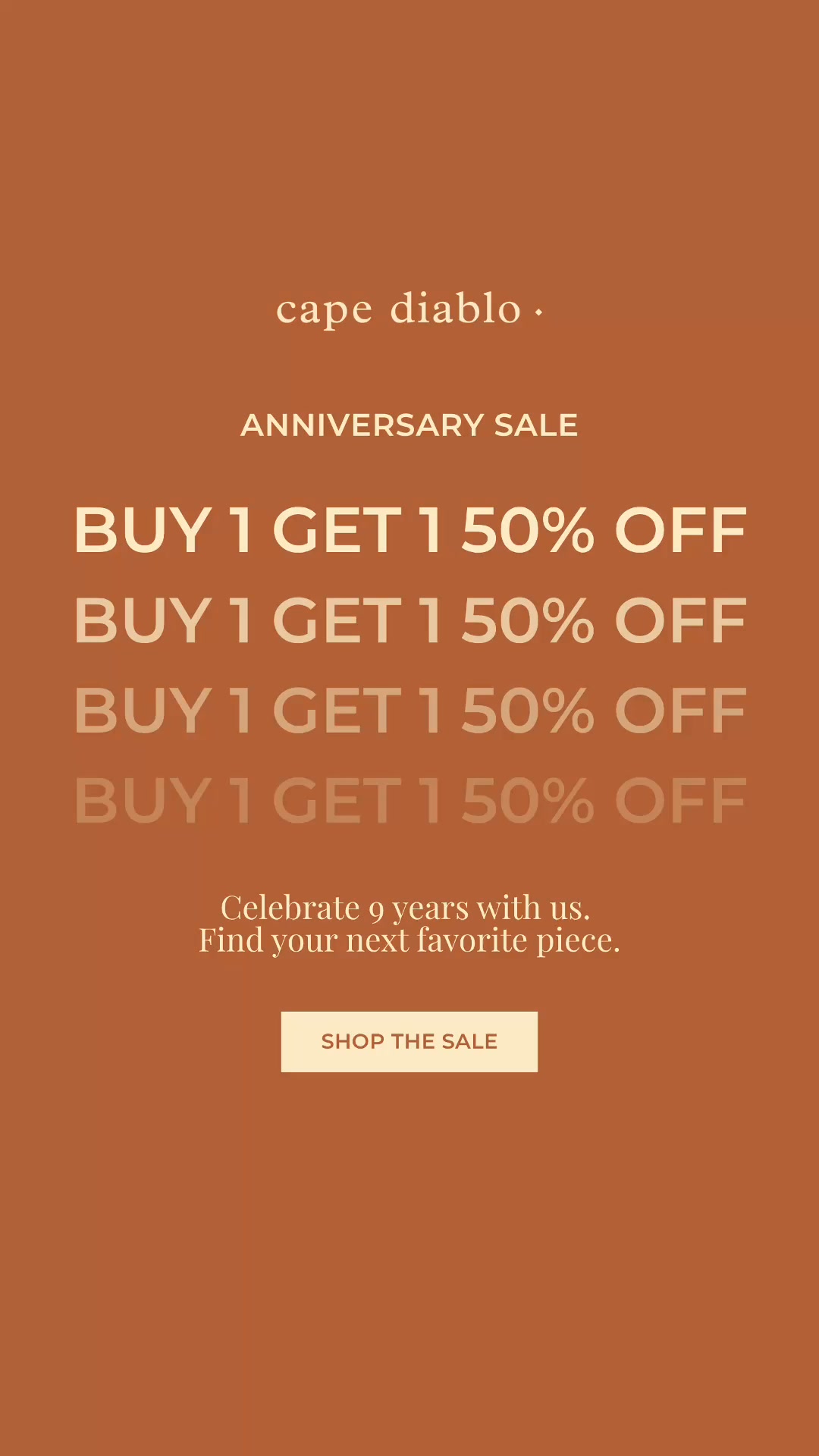Cape Diablo Facebook ad: BUY 1, GET THE 2ND 50% OFF