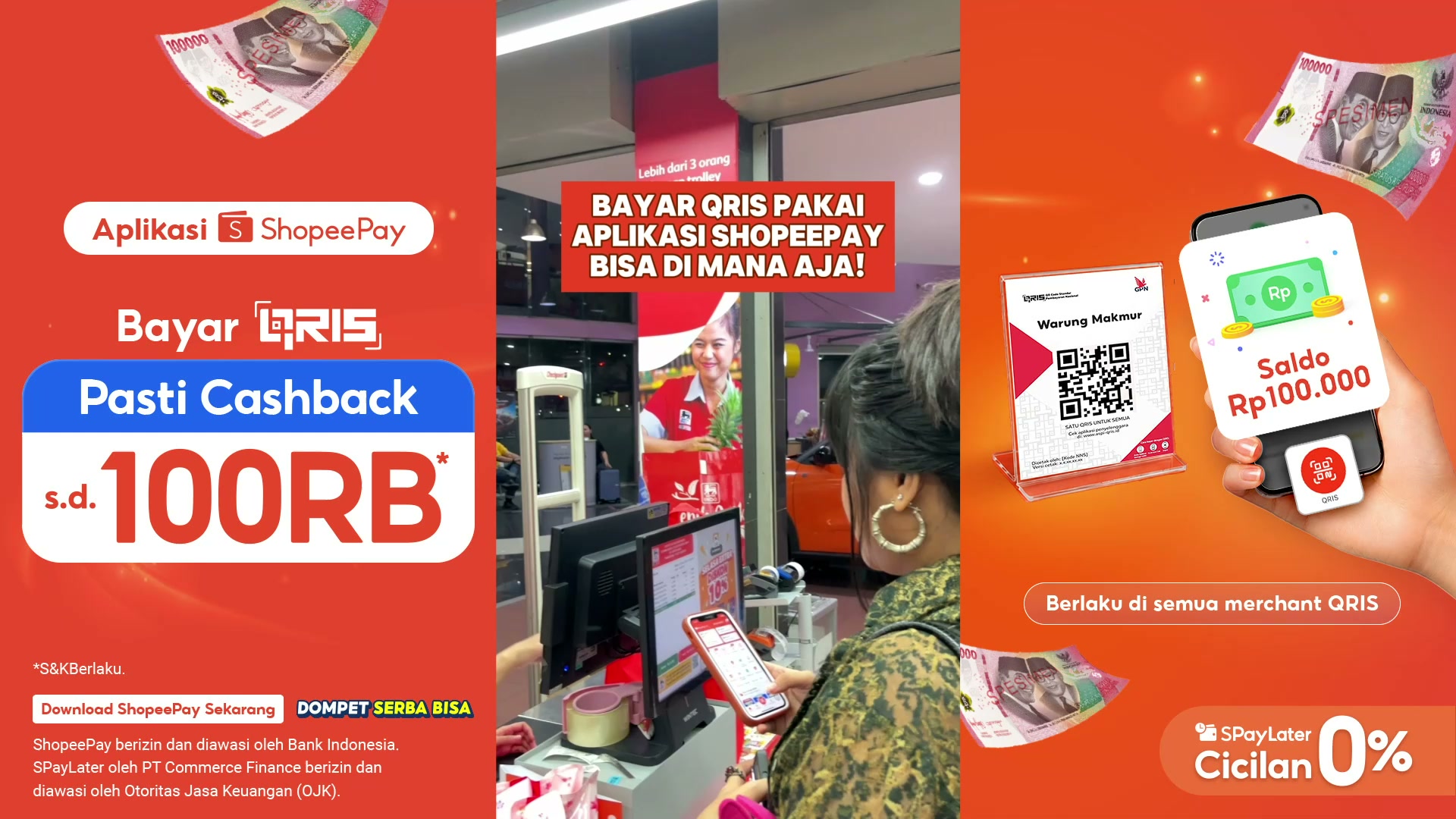 ShopeePay Facebook ad: Bayar QRIS, Cashback s.d. 100RB