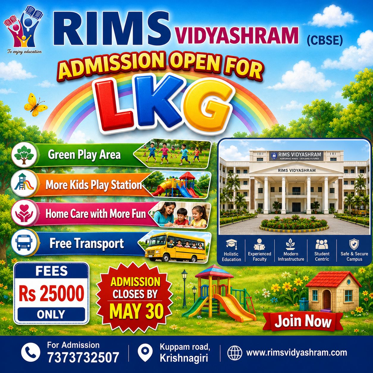 RIMS Vidyashram School- CBSE Facebook ad: Admissions Open for LKG at RIMS Vidyashram (CBSE)!