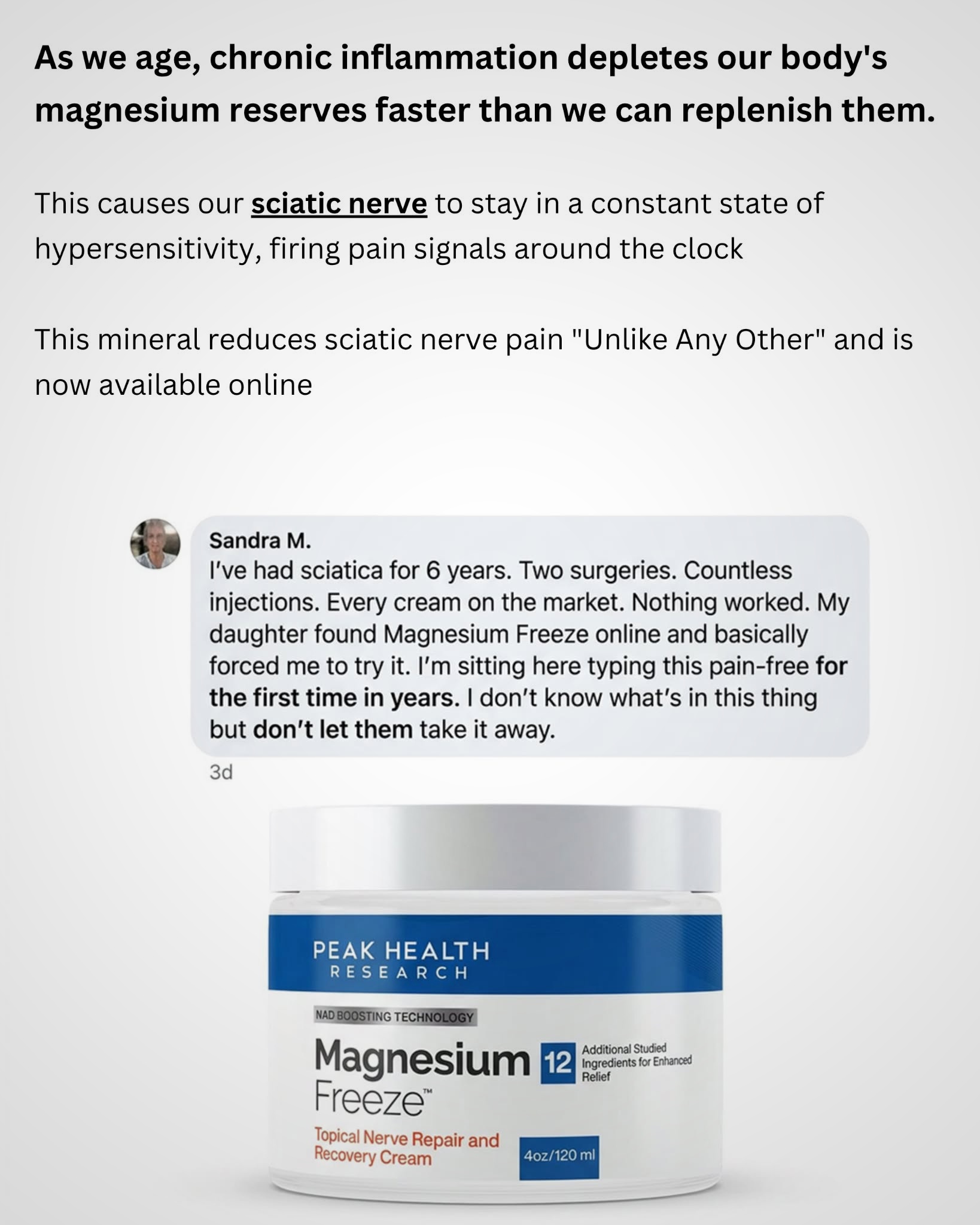 Sciatica Health Center Facebook ad