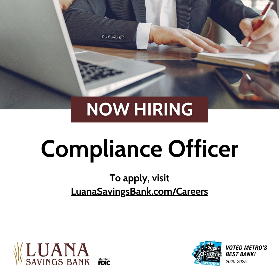 Luana Savings Bank Facebook ad: Now Hiring!