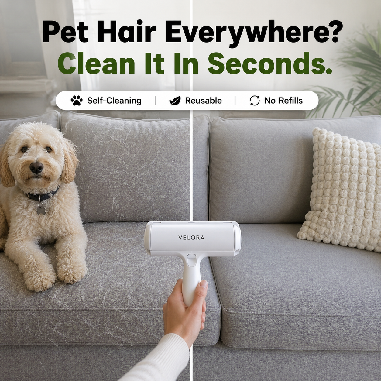 Nuiin Facebook ad: Remove Pet Hair In Seconds