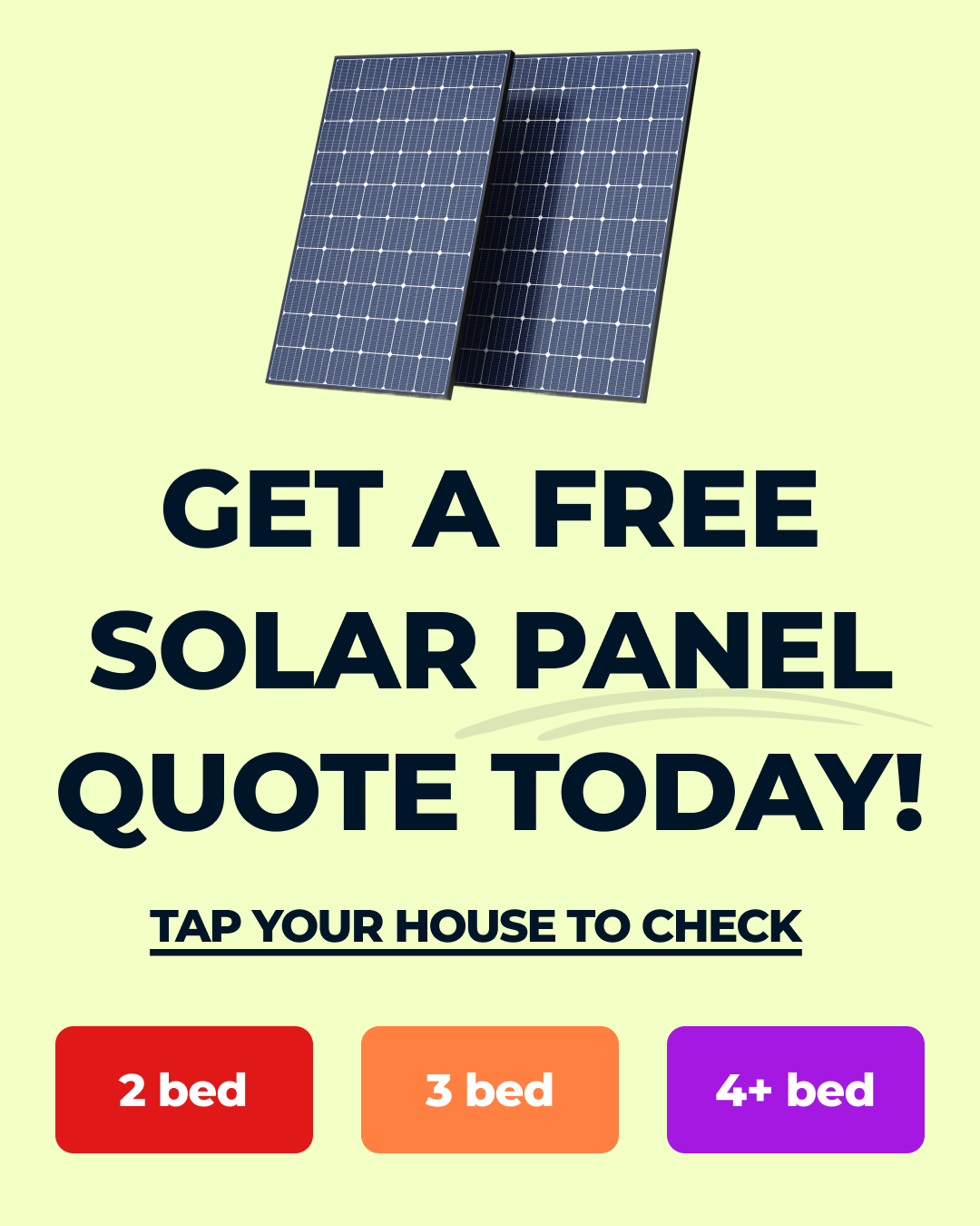 Solar Savings Checker Facebook ad: Start your FREE Solar Quote here