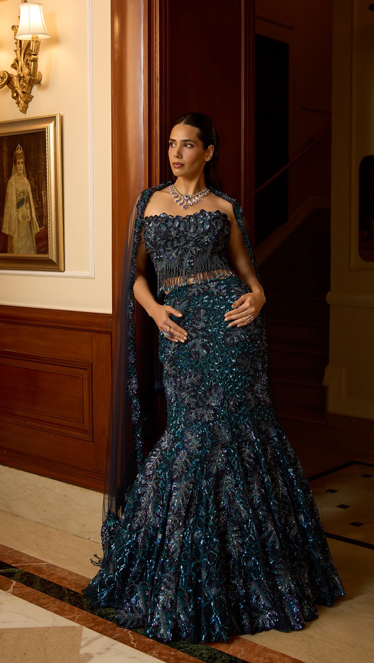 Opus Atelier Facebook ad: Violet lehenga is an ode to the majestic…
