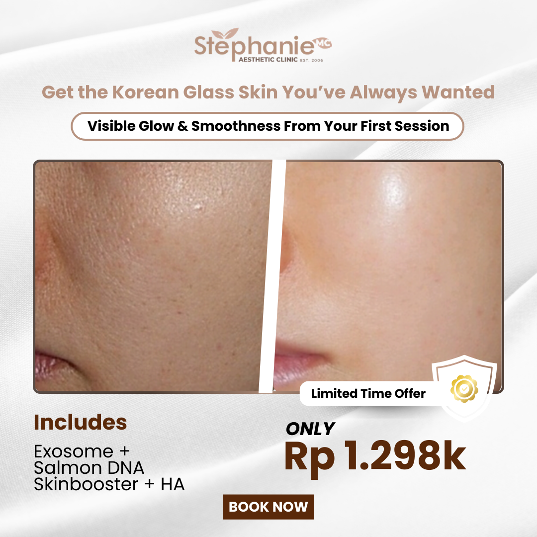 Stephanie Skincare Cinere Facebook ad: Korean Glass Skin Treatment | Rp1.298.000 Session