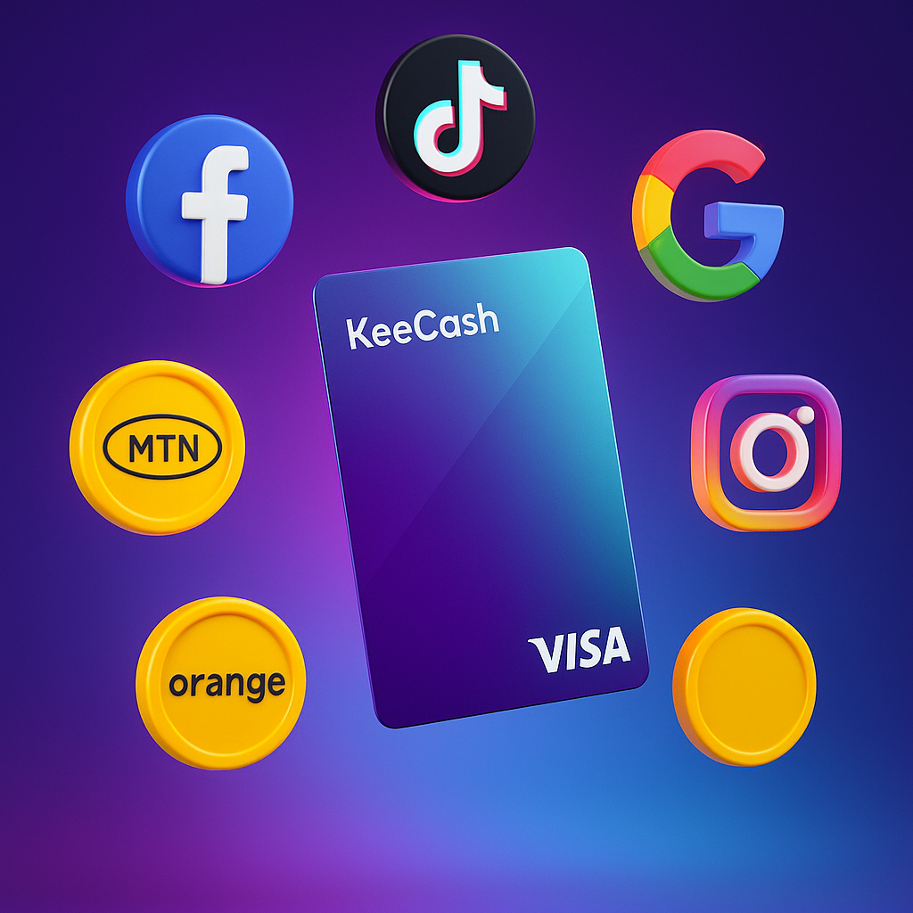 KeeCash - Cartes bancaires eur/usd par Mobile Money Facebook ad: Ta carte pour payer tes pubs en ligne