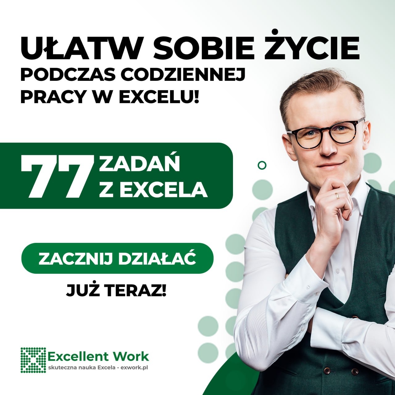 Excel_lent work - skuteczna nauka Excela Facebook ad: Praktyczne rozwiązania Excelowych problemów!