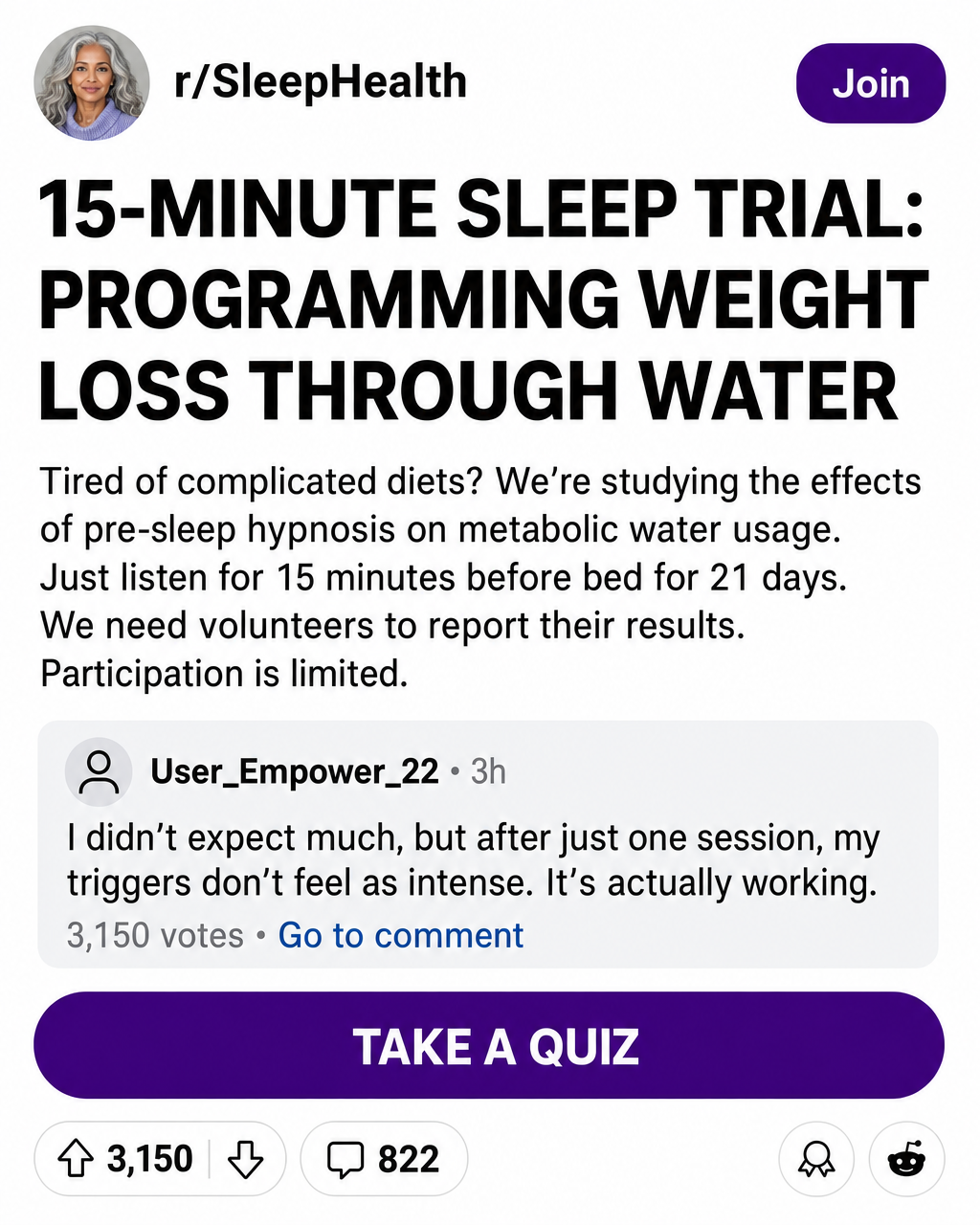 Kure for Hypnotherapy Facebook ad