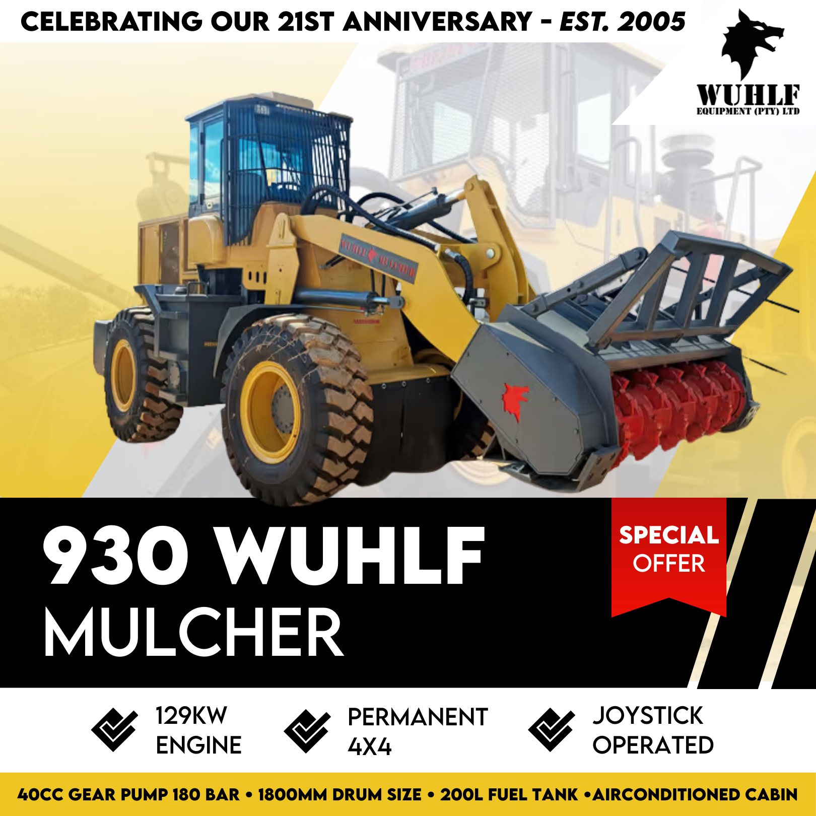 Wuhlf Equipment Facebook ad: 930 MULCHER