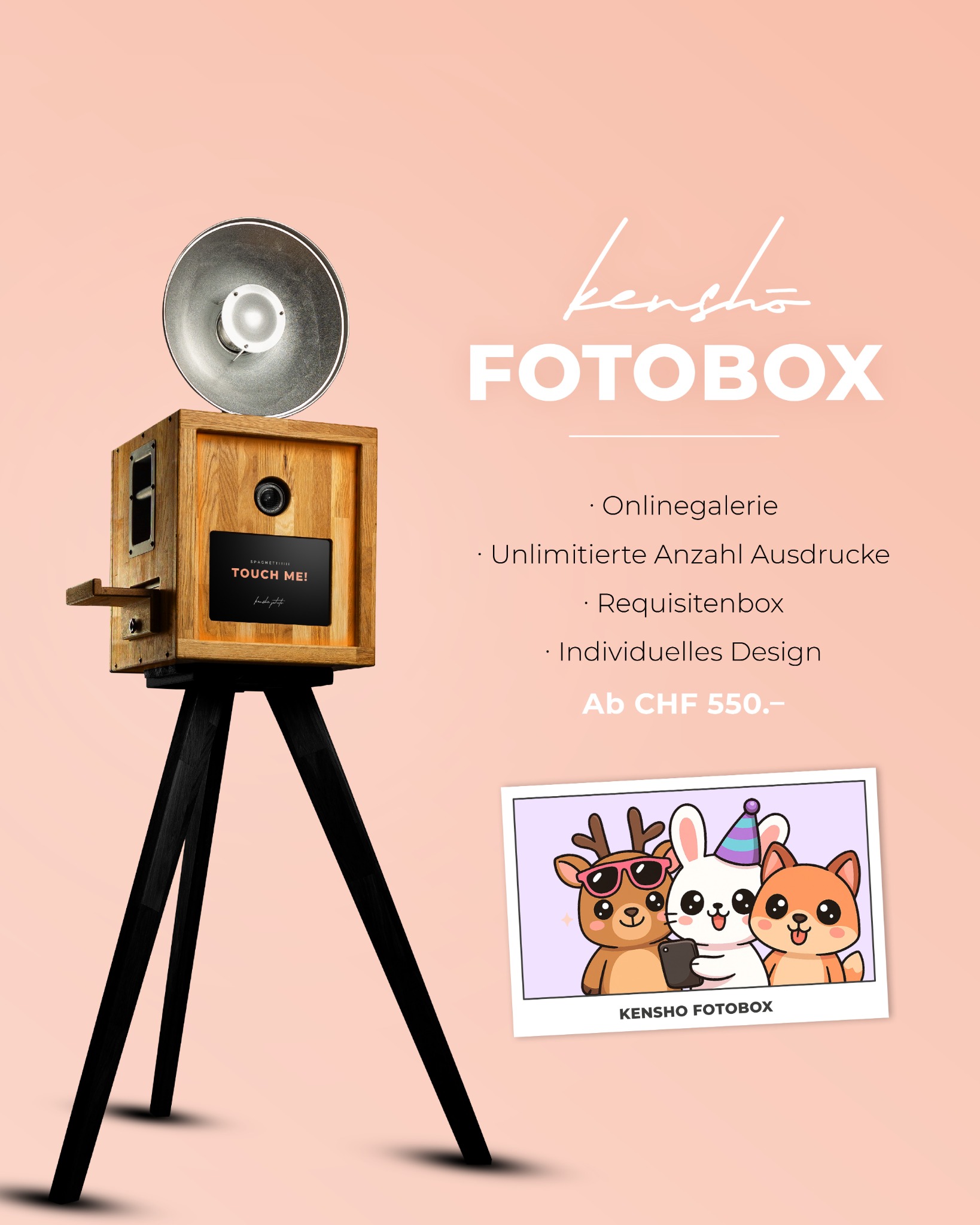 Kensho Fotografie Facebook ad: Unsere Fotobox sorgt für Spass und unvergessliche…