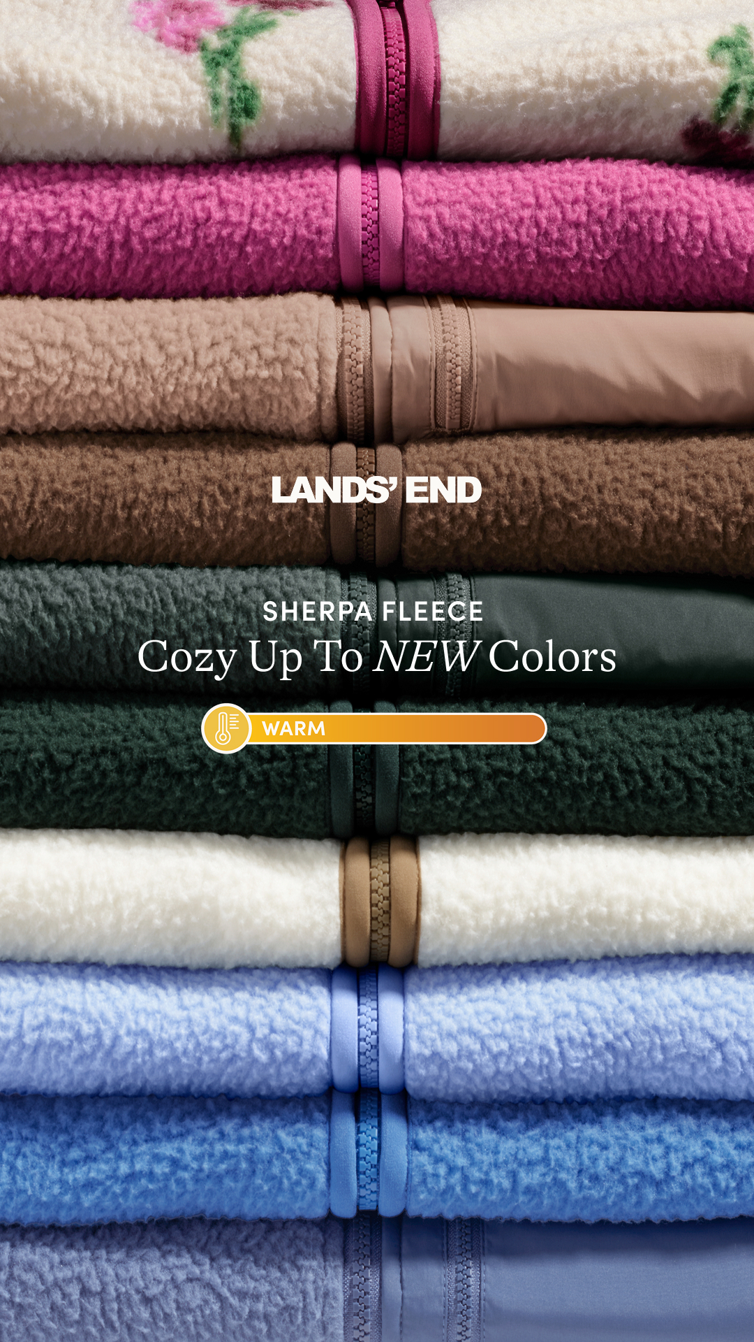 Lands' End Facebook ad: Sherpa Fleece In Fresh Fall Shades