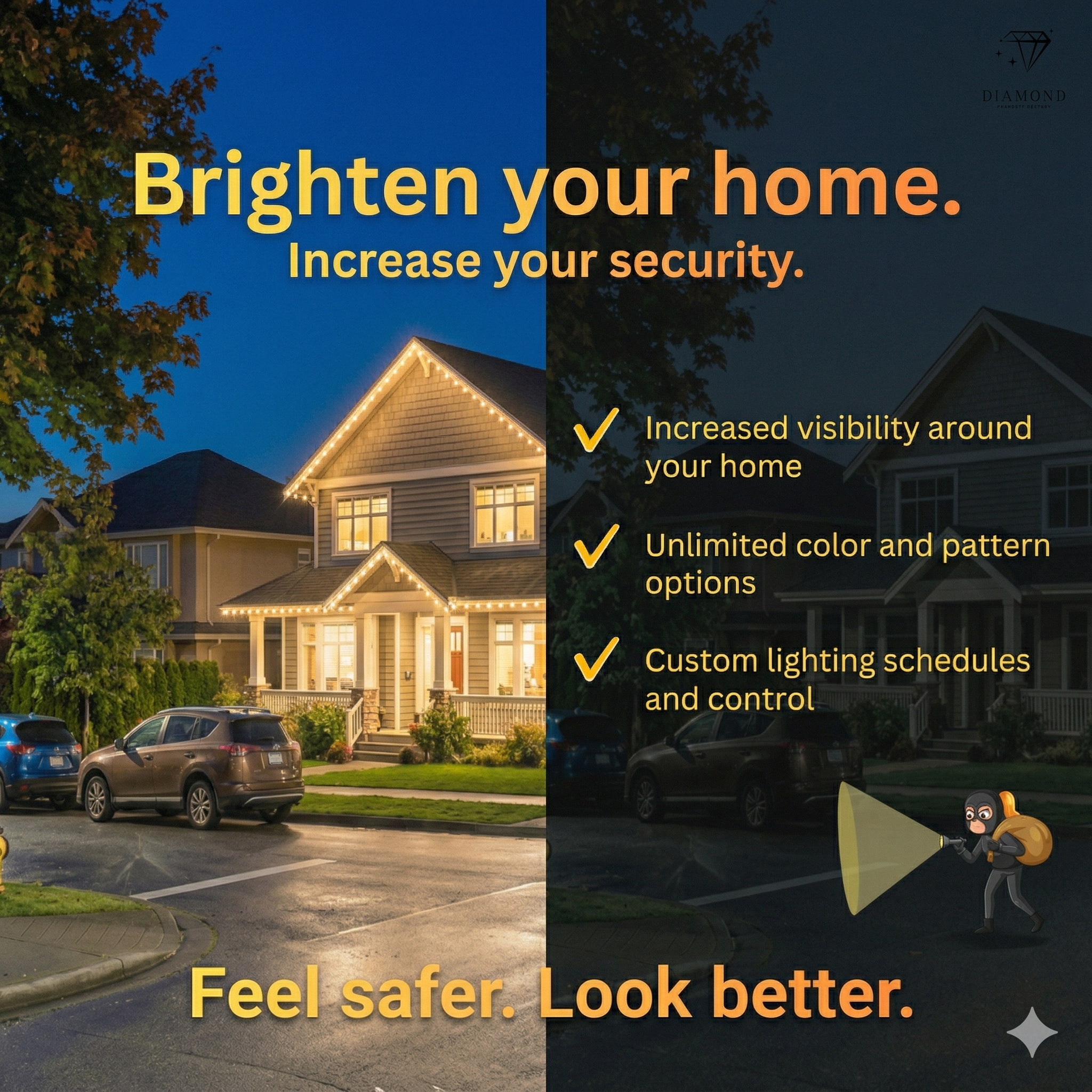 Diamond Property Masters Facebook ad: $500 Off Permanent Lighting