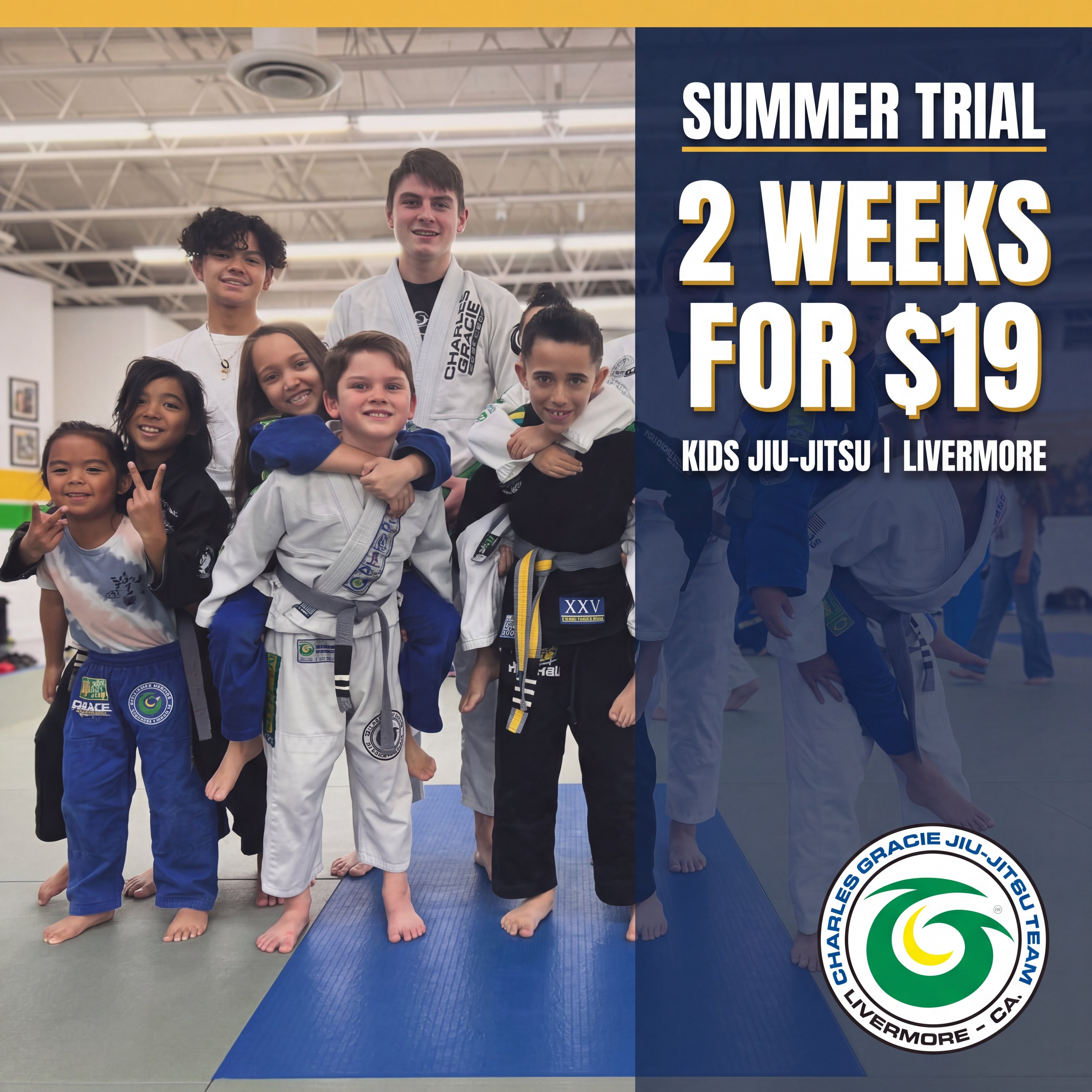 Charles Gracie Jiu-Jitsu Academy Livermore Facebook ad: Summer Trial, 2 Weeks of Jiu-Jitsu for Just $19