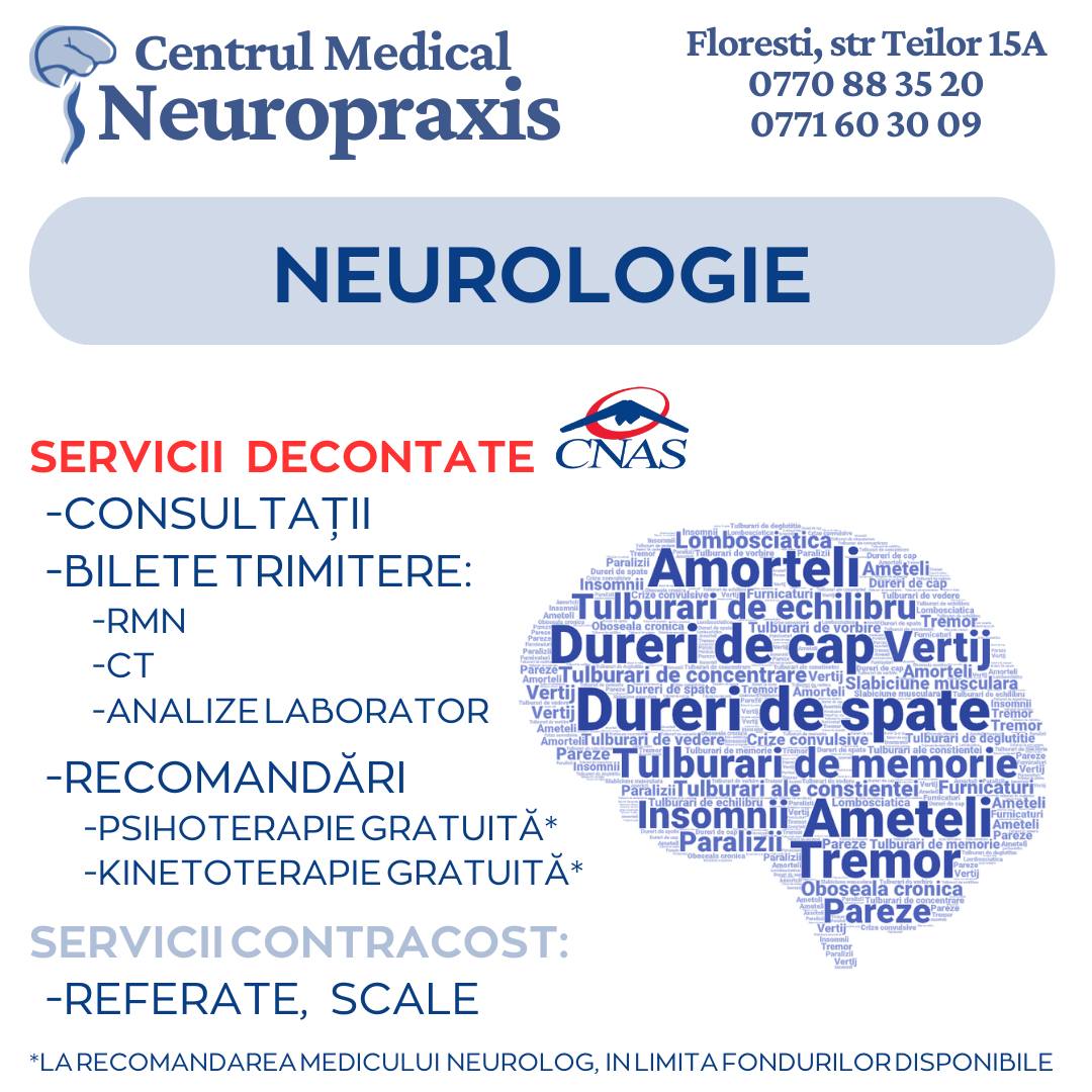 Centrul Medical Neuropraxis Floresti Facebook ad: Vrei sa ajungi RAPID la un consult NEUROLOGIE…