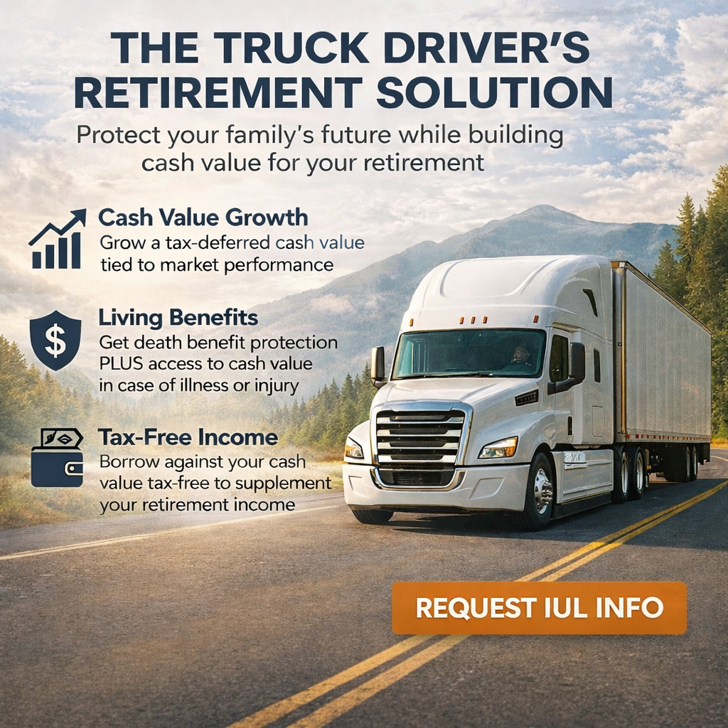 VRC Insurance Facebook ad: Get IUL Insurance as a Truck Driver